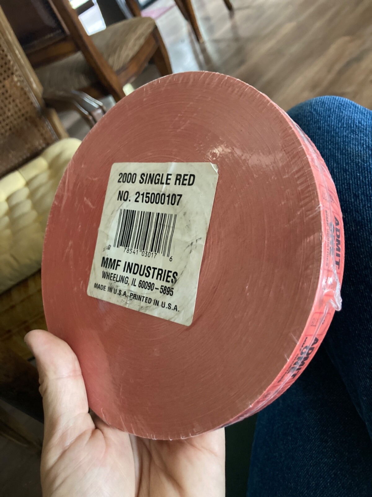 Vintage Red ADMIT ONE Numbered TICKETS Roll Admission Tags Paper Ephemera