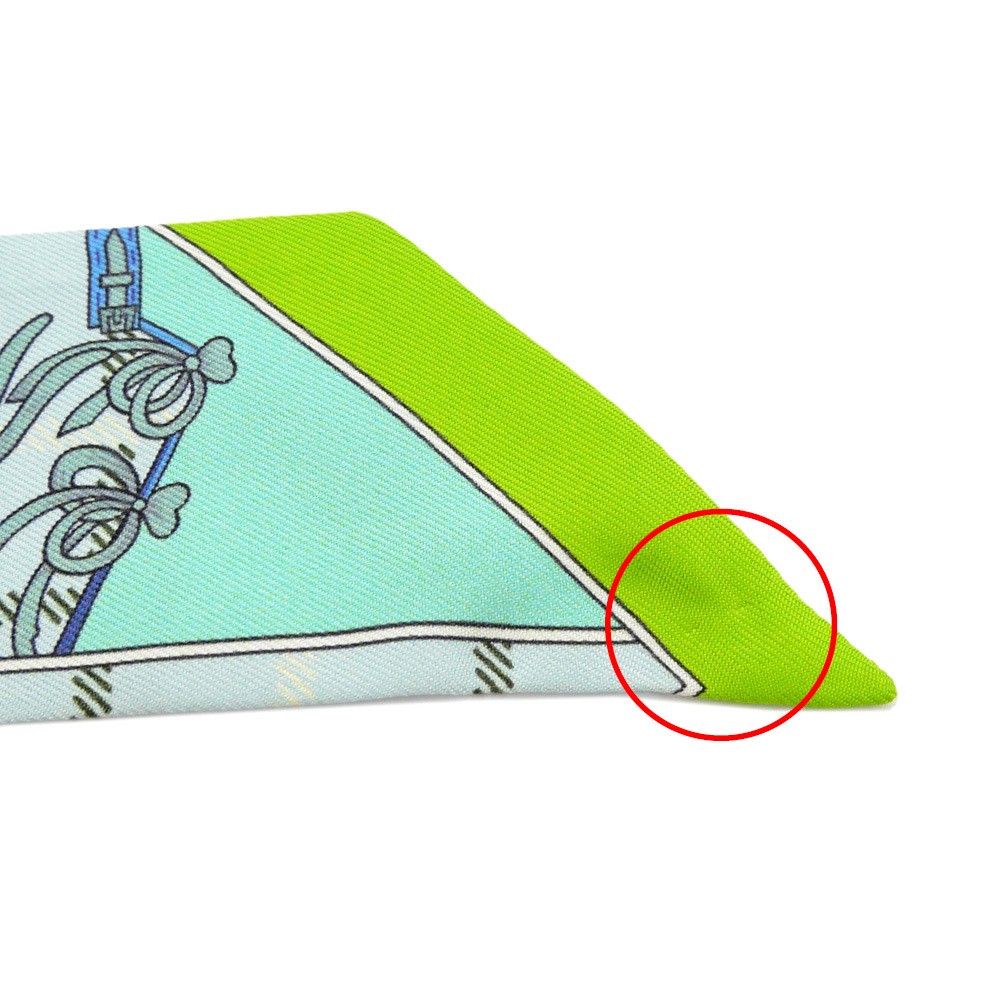 Hermes Twilly Camaille Yellow Multicolor Silk Scarf Used