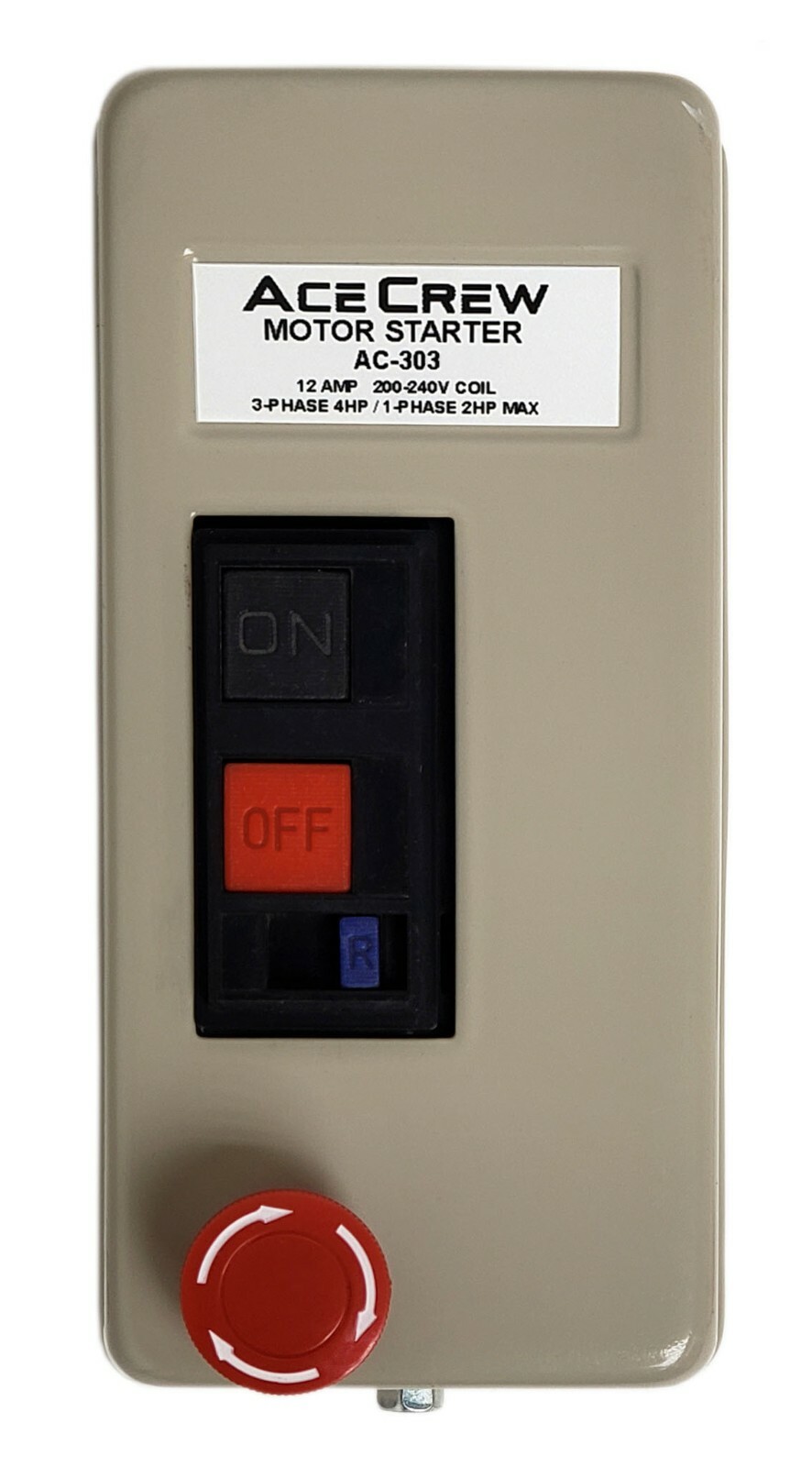 Mini Magnetic Motor Starter 200-240V Coil 3-Phase 4HP or Single-Phase 2HP AC-303