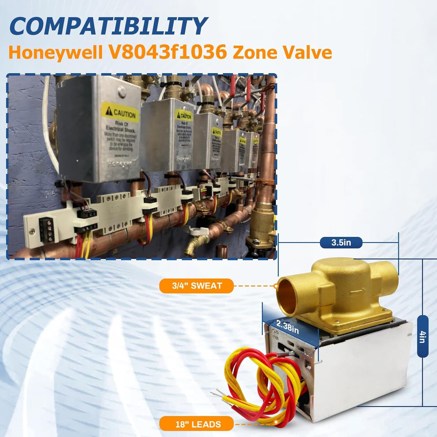 V8043E1012 Motorized Zone Valve,3/4" Sweat Zone Valves replacement for honeywell