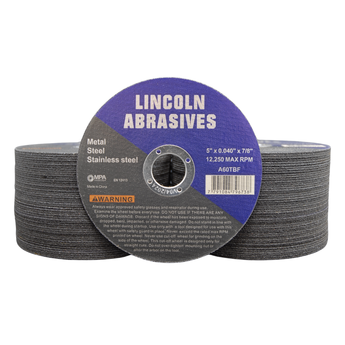 100 Pc 5" x .040" x 7/8" Cut off Wheels For Stainless Steel & Metal