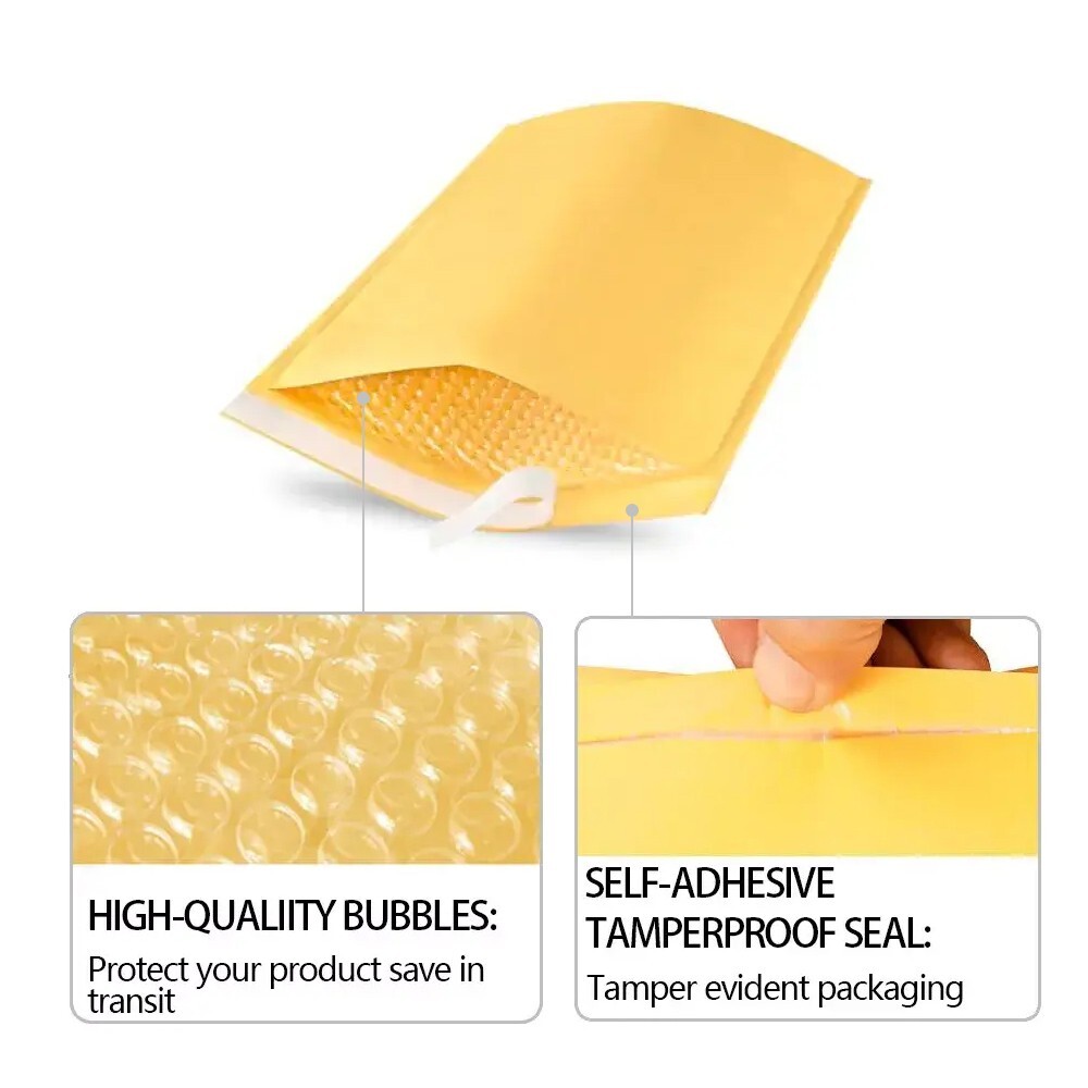 50/100/200/500 Kraft Bubble Mailers Padded Envelope Shipping Bags Seal Any Size