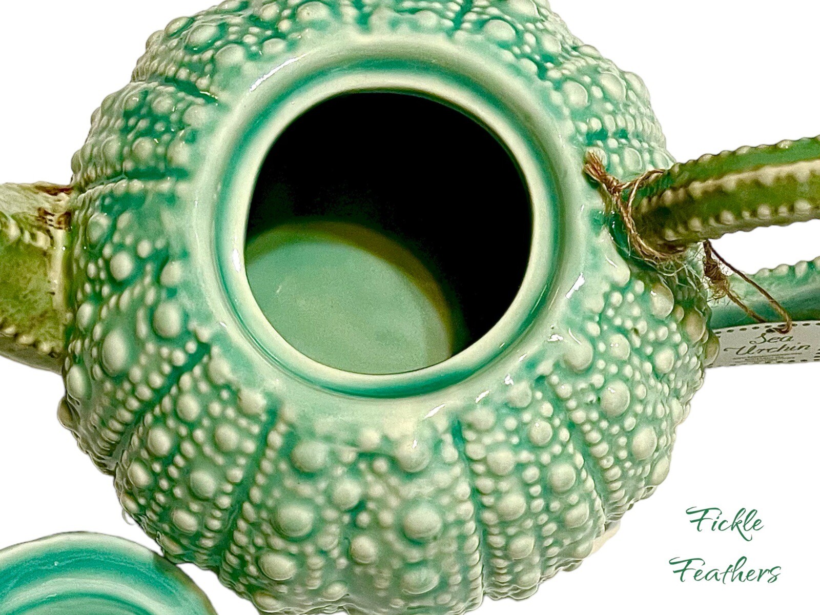 Sea Urchin Blue Sky Ceramic, Turquoise Teapot, 10.5" x 6" x 5" NEW Beach Chic
