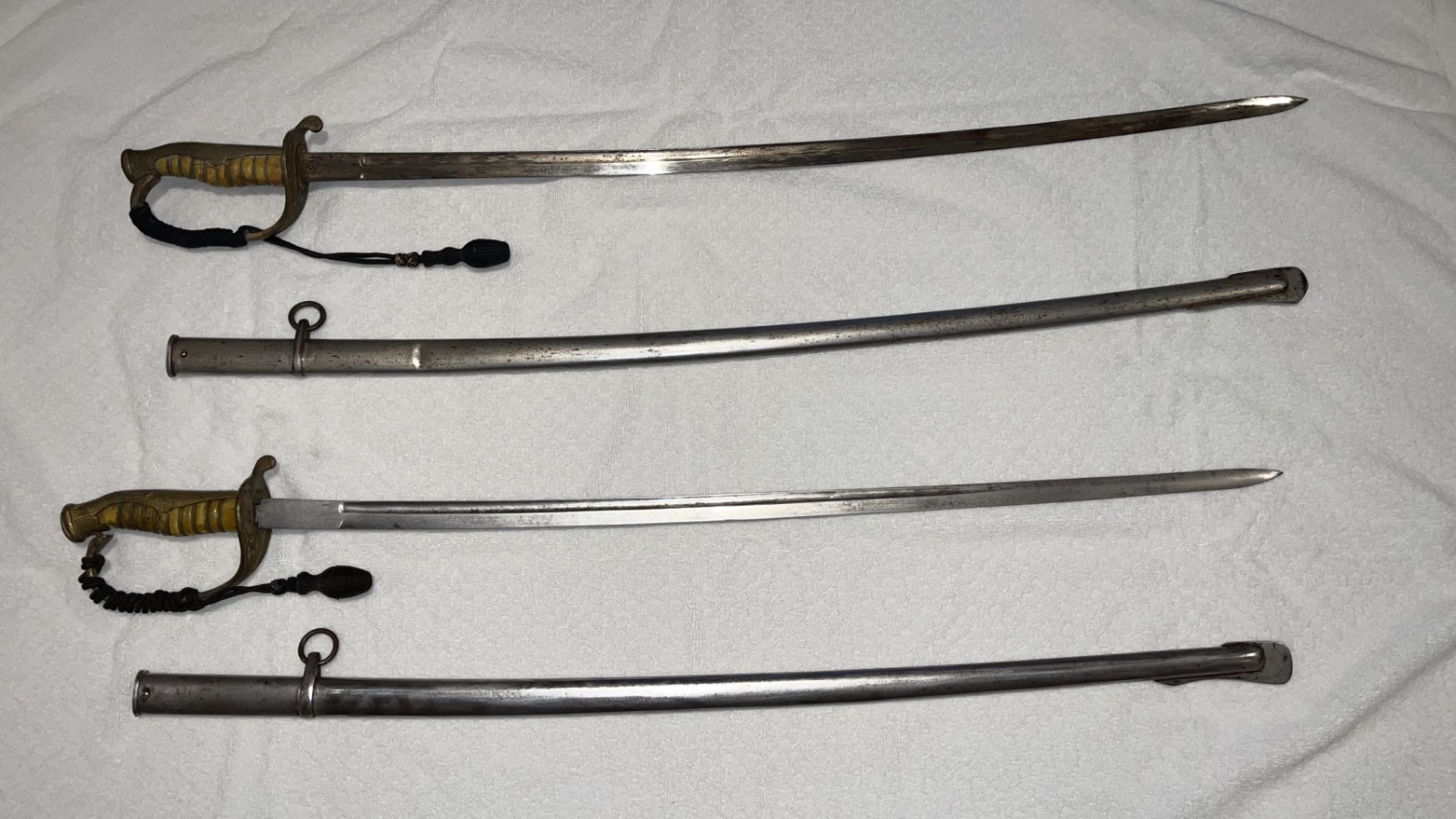 WWII Japanese Imperial Army Kyu-Gunto Sabers with scabbards & tear drop tassels