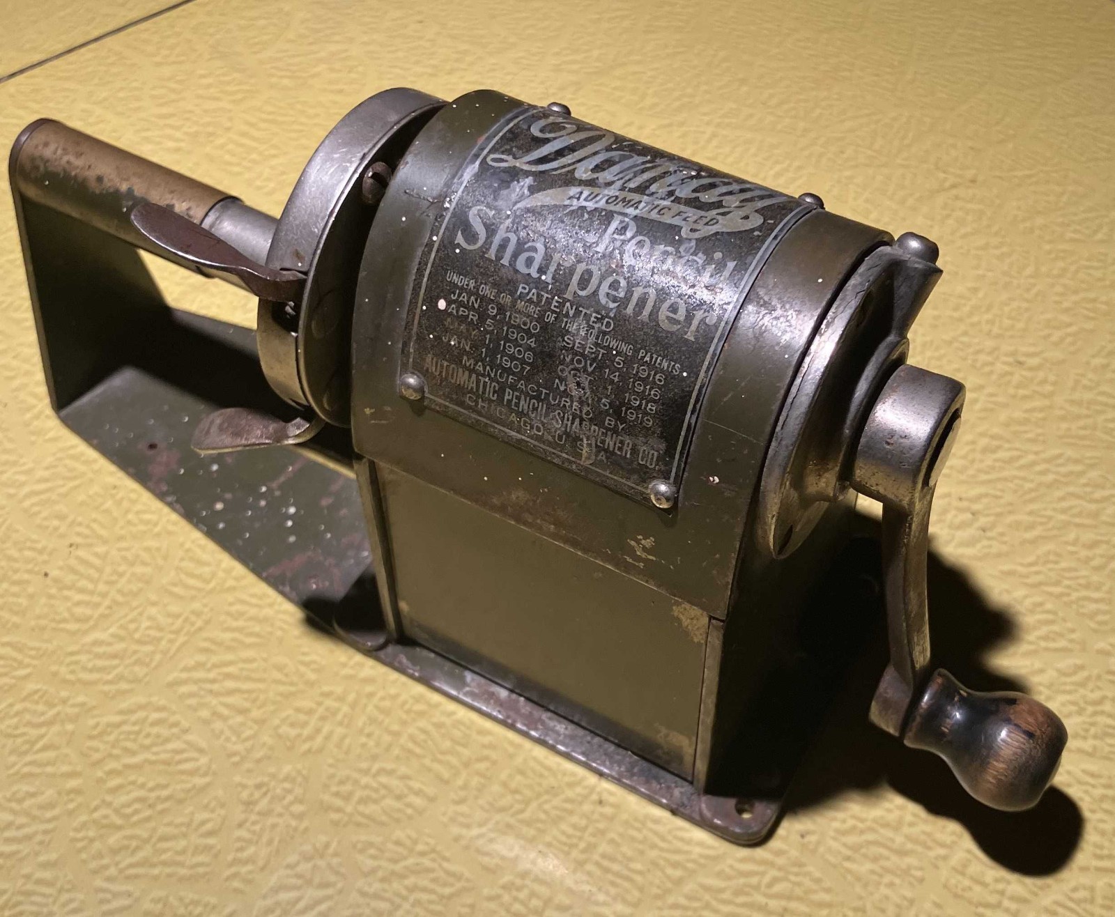 Dandy Automatic Feed Pencil Sharpener  - Antique Pencil Sharpener Patent 1919