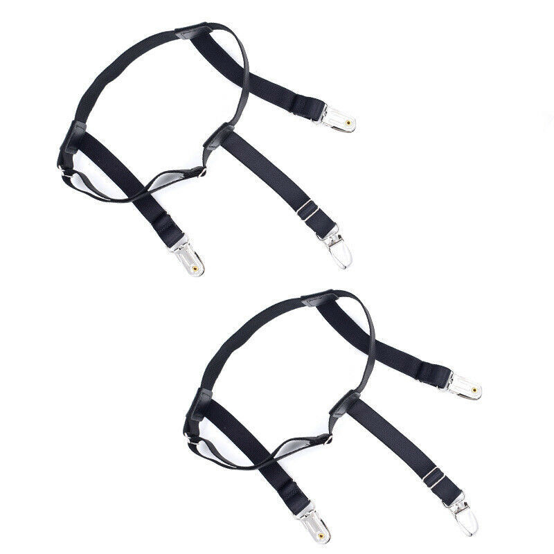2PCS Men Hidden Shirt Stays Holder Garters Belt Non Slip Elastic Locking Clamps