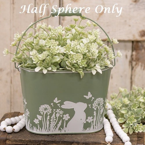 New PRIMITIVE Farmhouse DUSTY BUDS HALF SPHERE Green 10" WIDE Cottage Chic