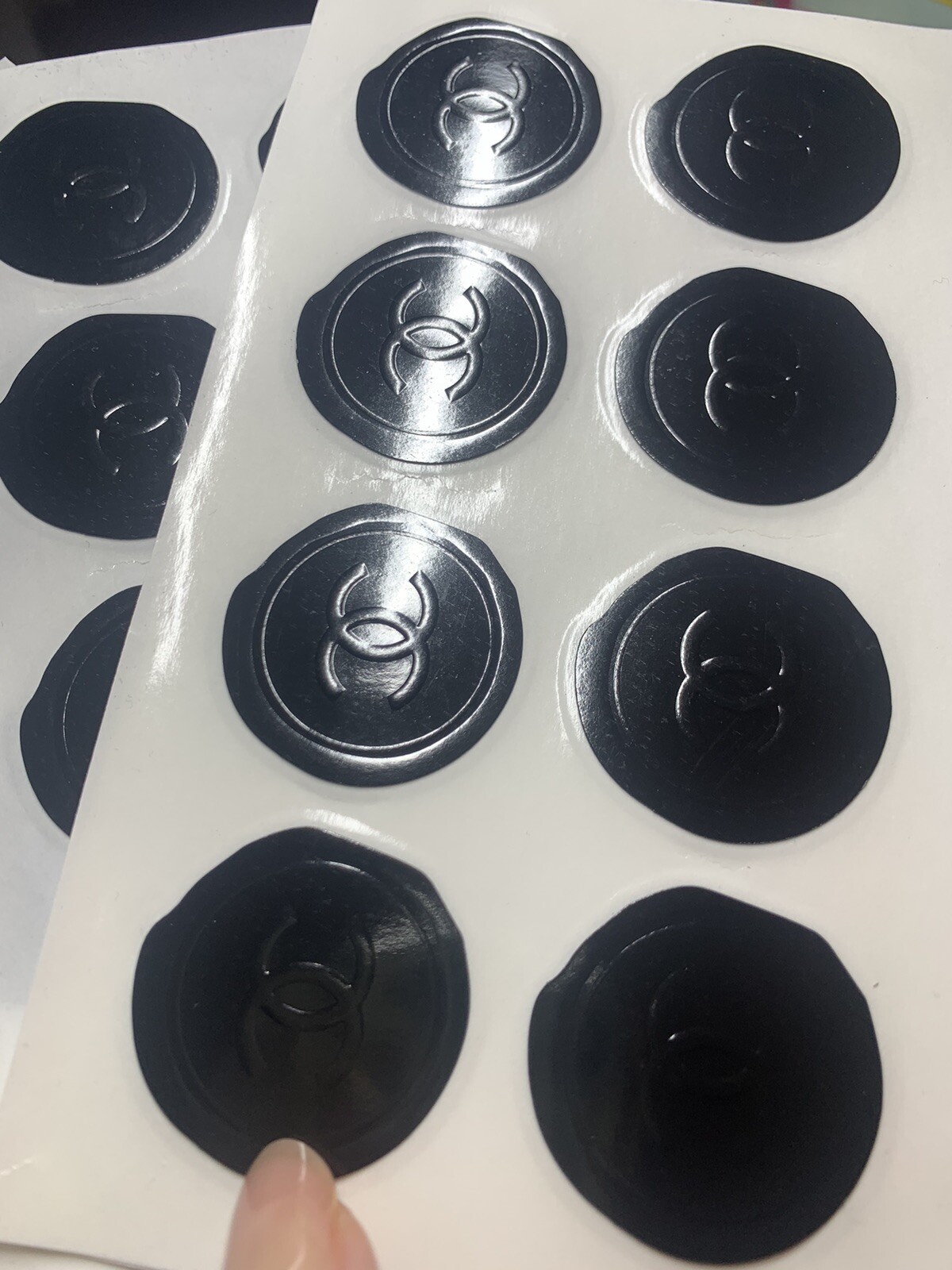 Lot of 8 Chanel Authentic Wax Stickers Seals Gift Wrap CC LOGO Boutique BLACK