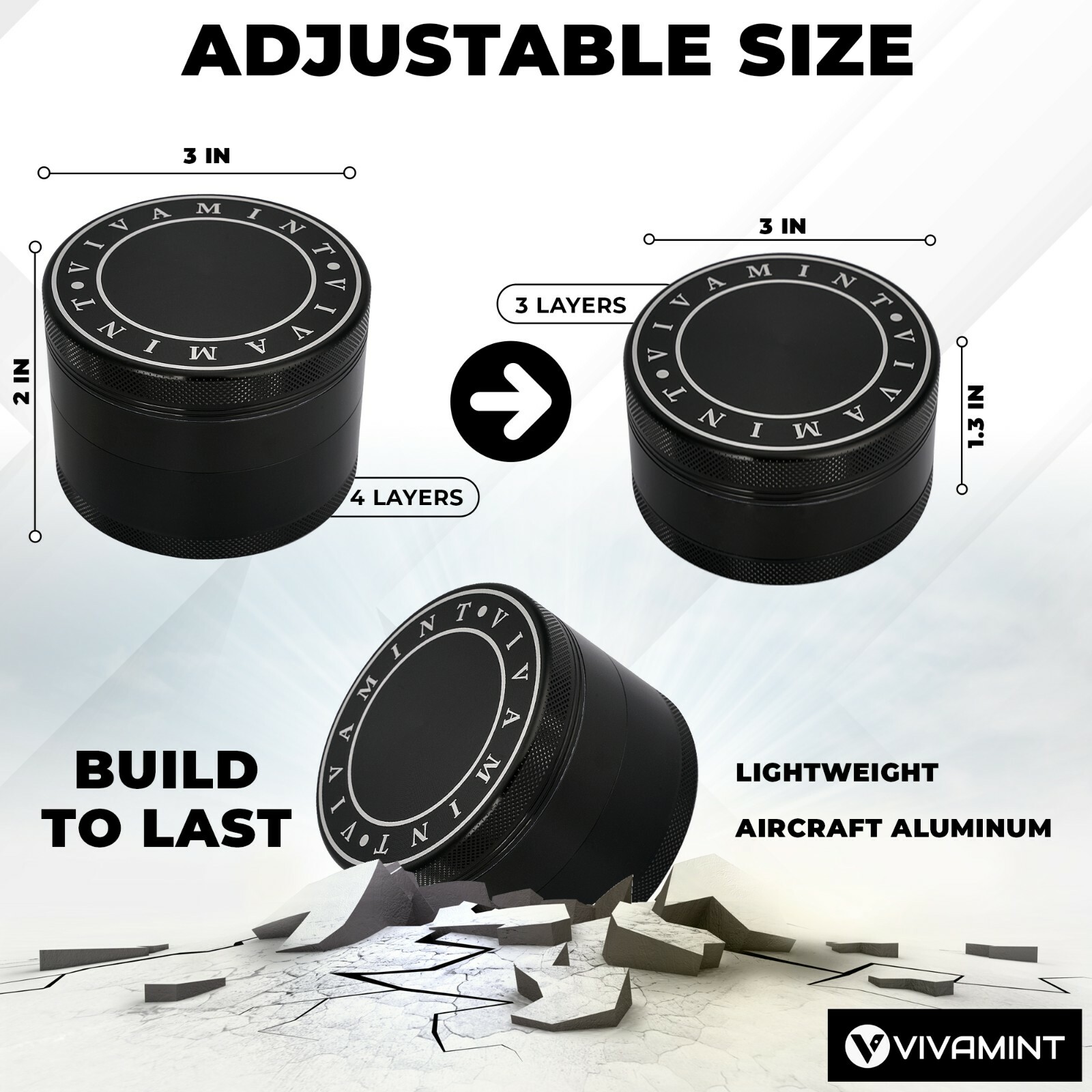 Herb Grinder - Large 3" inch, Plus Smell Proof Storage-FREE SHIPPING & RETURN