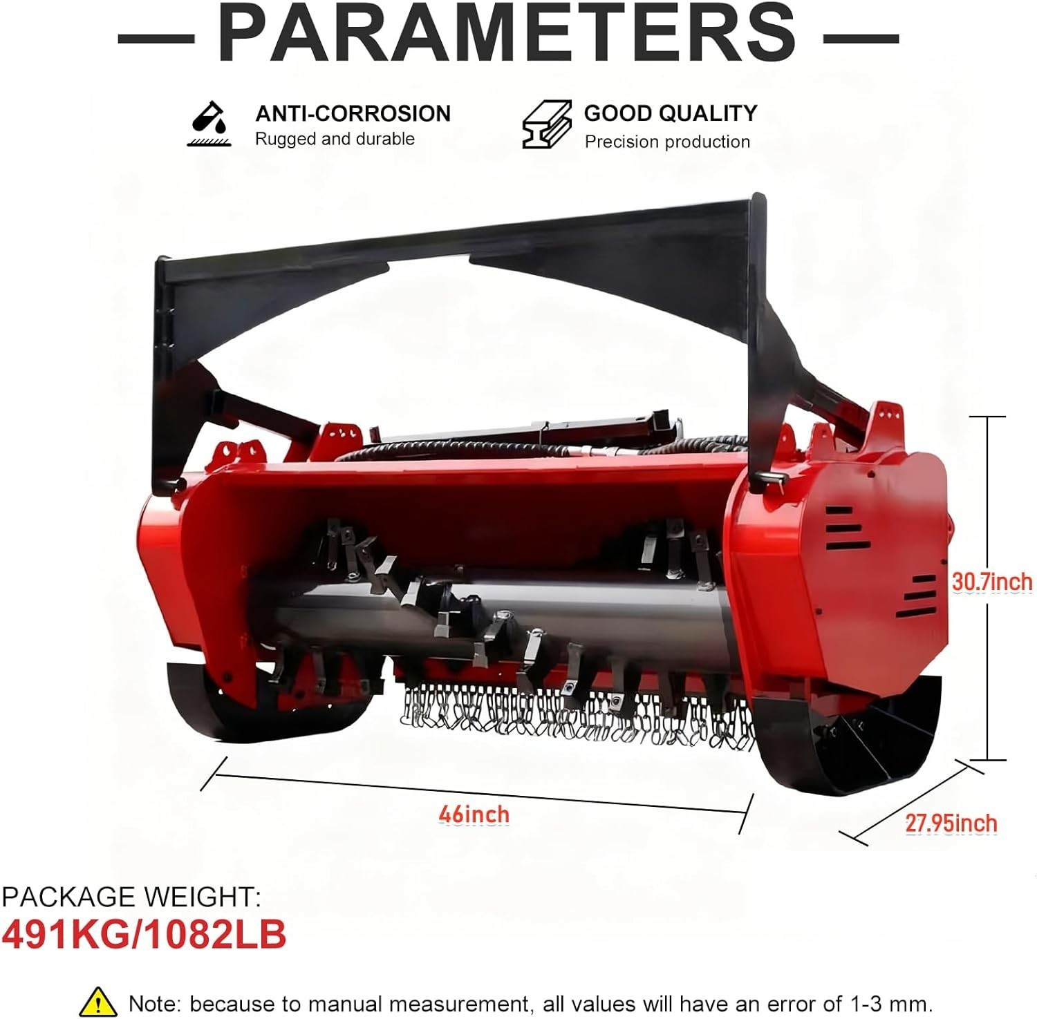 46in Forestry Mulcher Heavy Duty Brush Mower Fits Bobcat Skid Steer Loader