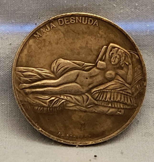 Mona Lisa Silver Coin Leonardo da Vinci Nude Woman Naked Old Louvre Paris Italy