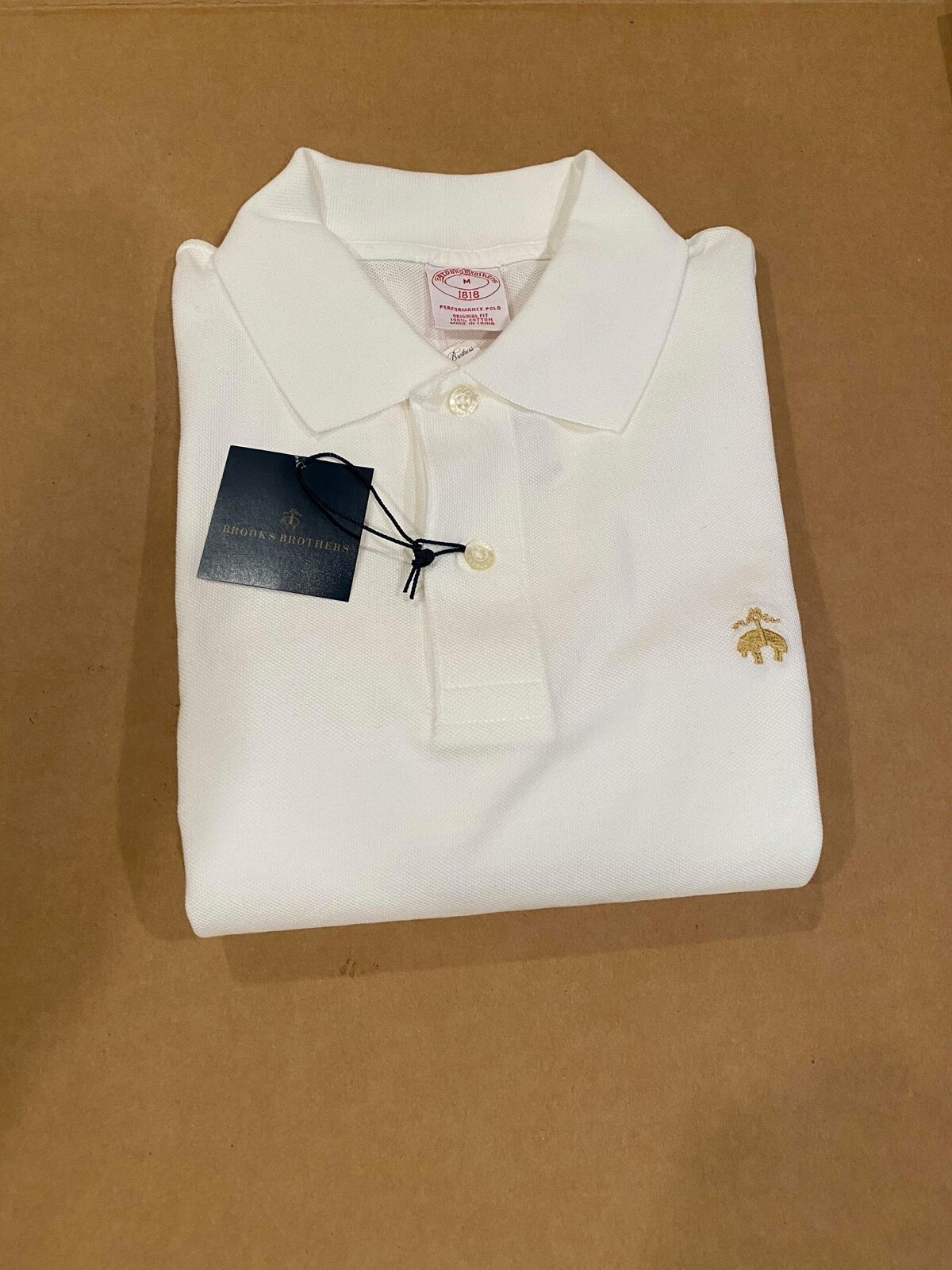 Brooks Brothers 1818 Men's Performance Polo Original Fit Off-White