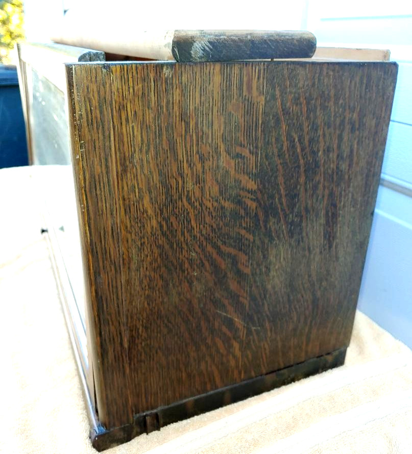 SINGLE STACKER "MACEY" QUARTERSAWN OAK BOOKCASE SECTION JAPANNED METAL STRAPS...