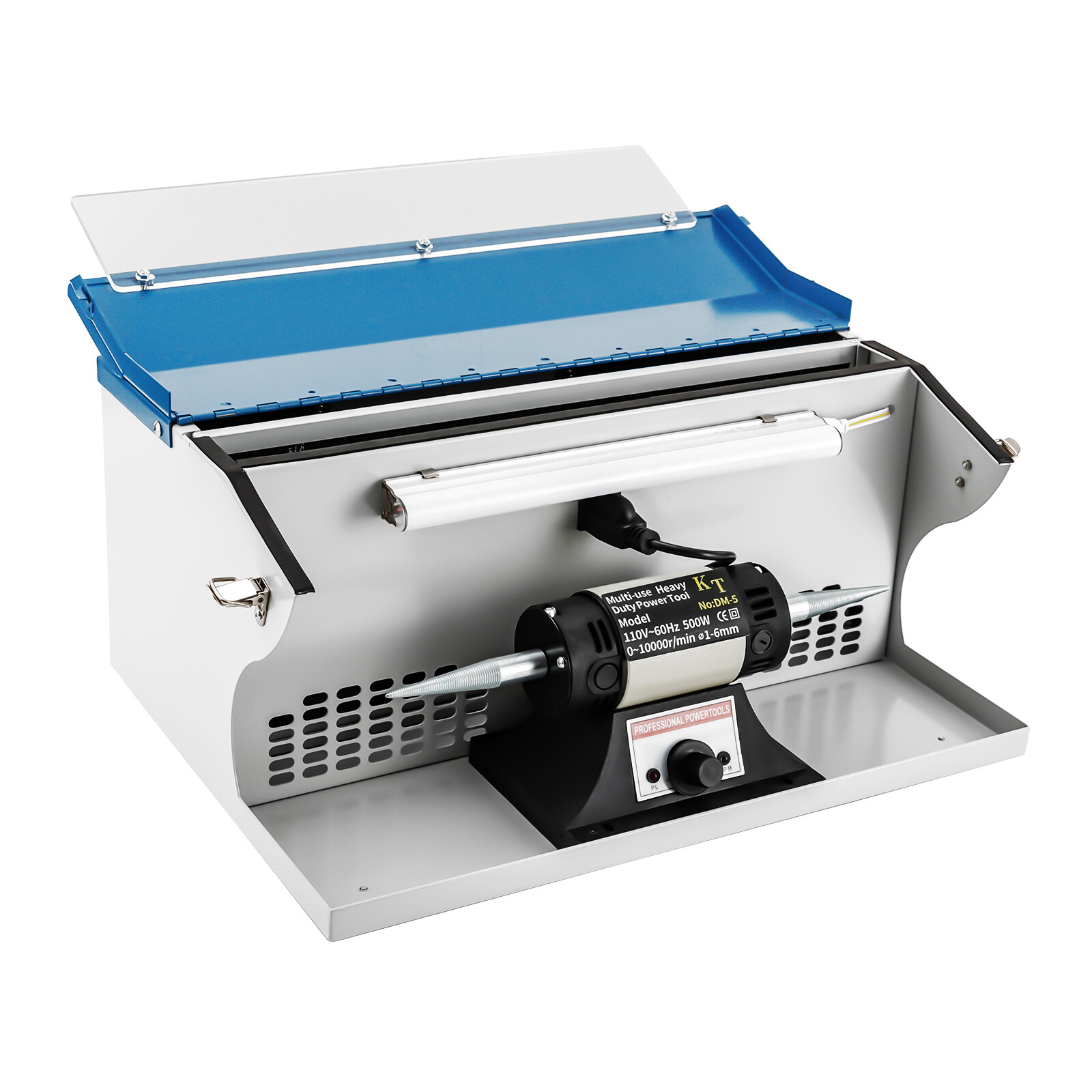 Benchtop Polishing Buffing Machine Jewelry Polisher Dust Collector W/ Light 500W