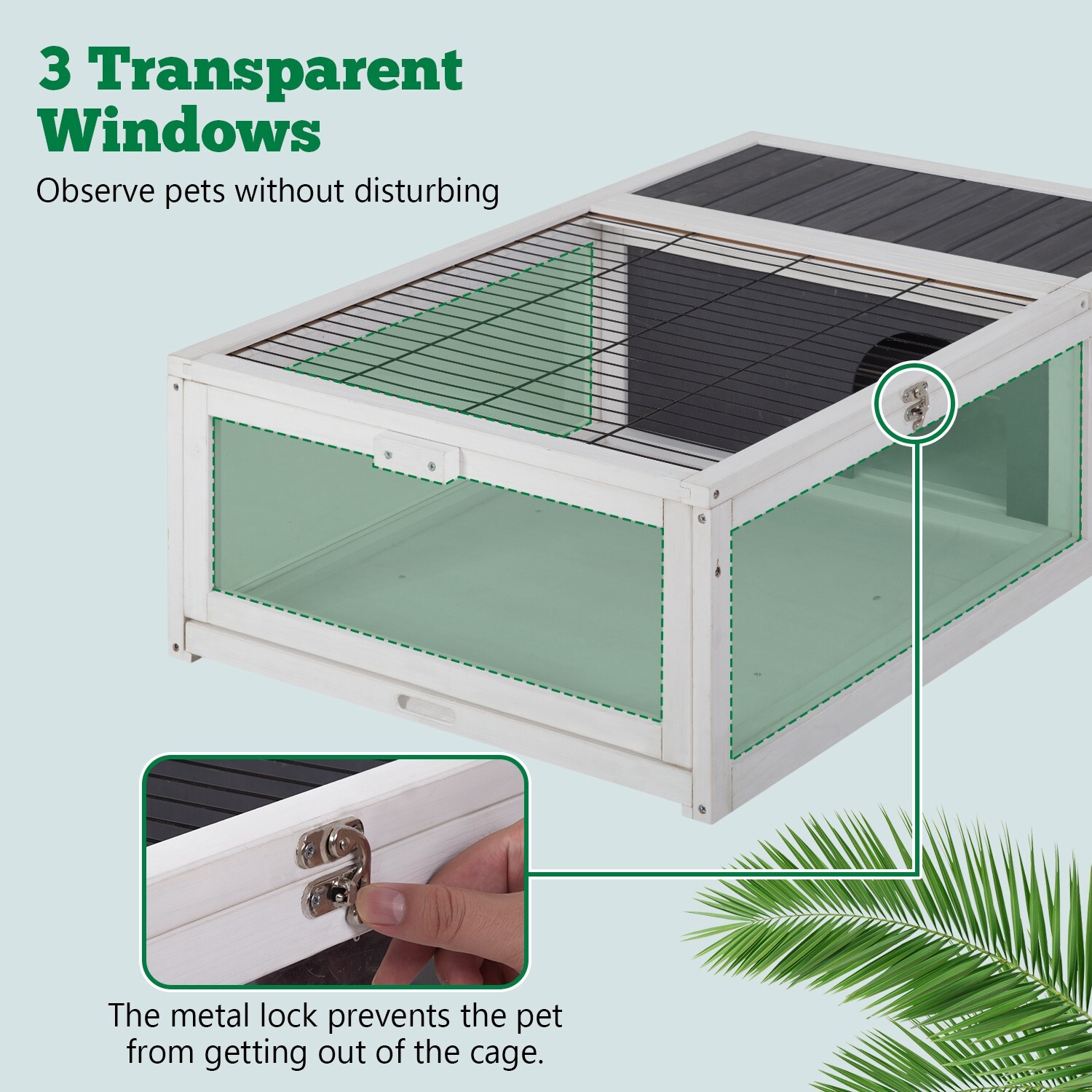 Wooden Tortoise Habitat Indoor & Outdoor Large Transparent Tortoise Enclosure