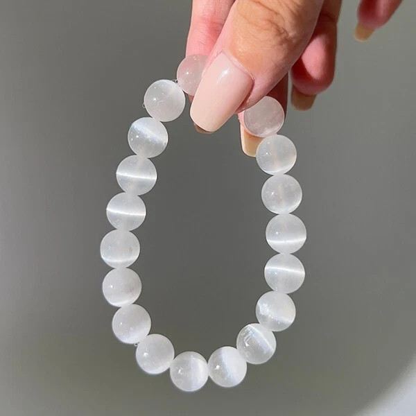 Wholesale 3Pcs Selenite Crystal Healing Stretch Bracelet 8mm Beaded Gemstones