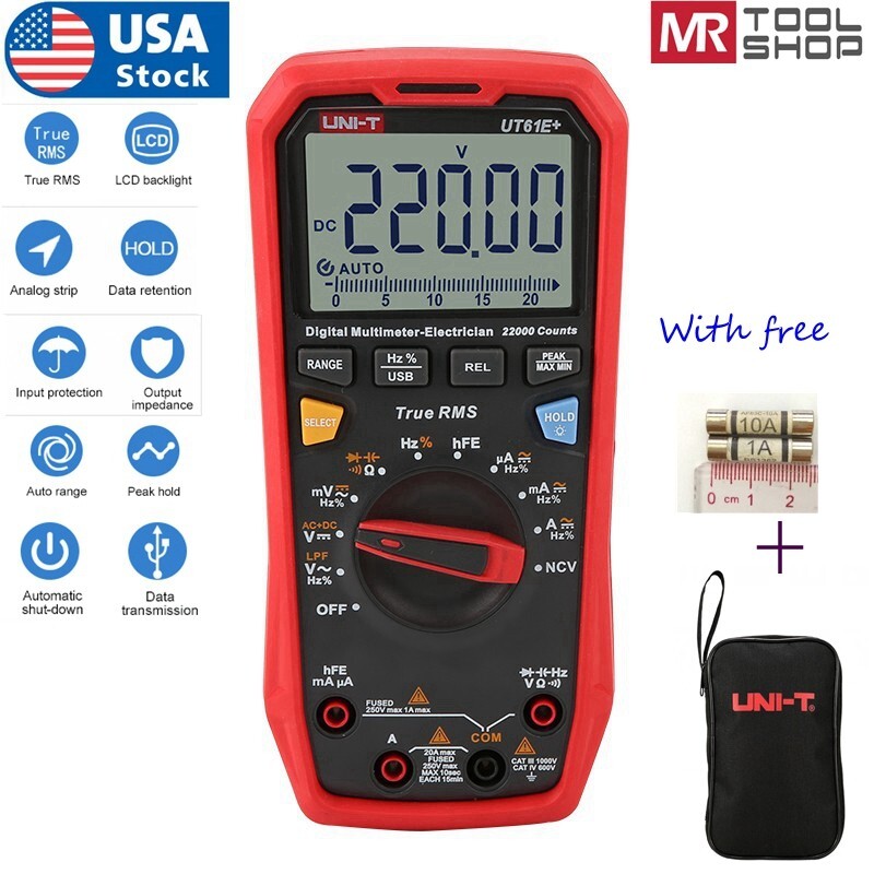 UNI-T TRUE RMS Digital Multimeter AC DC Amp Voltmeter LPF Cap Freq Tester UT61E+