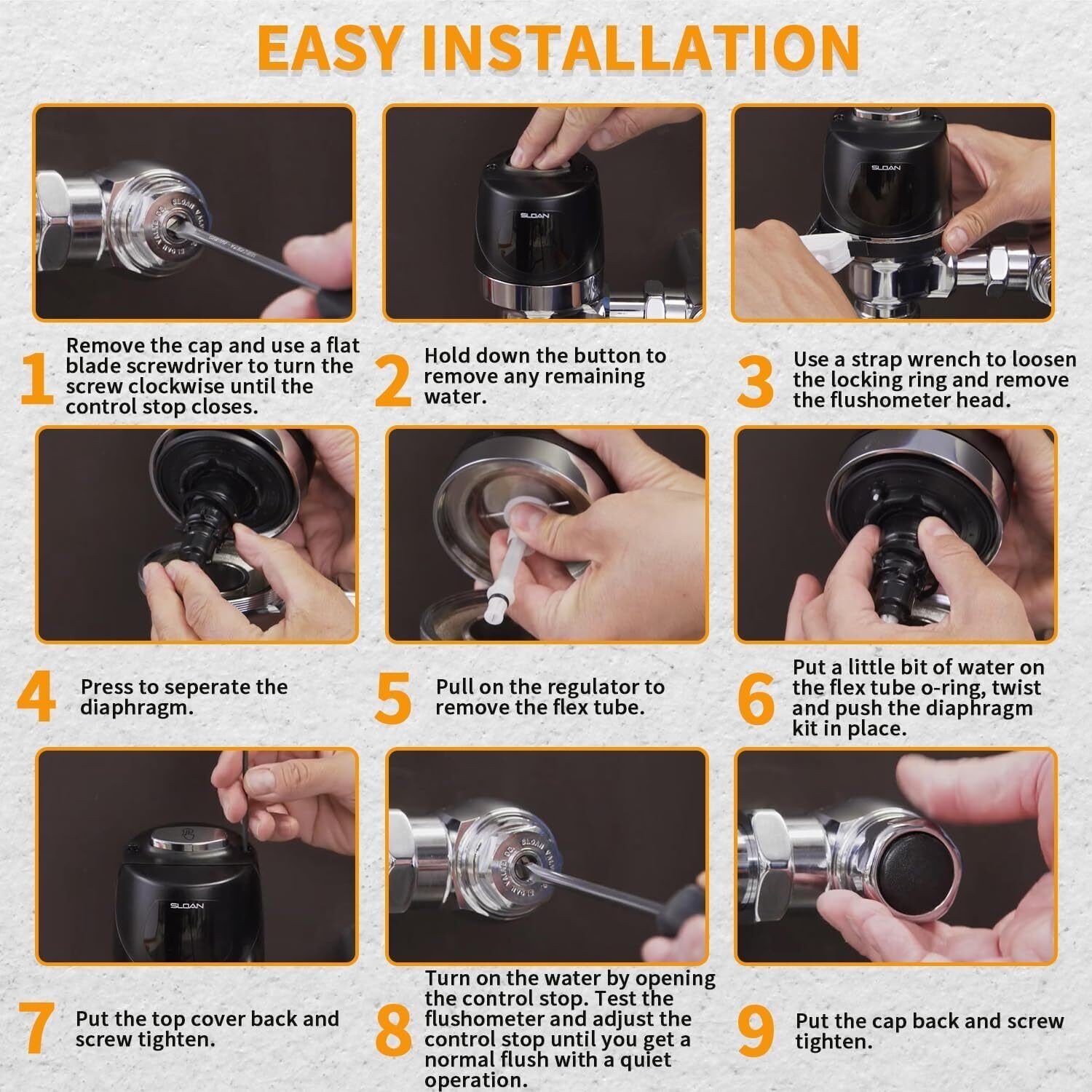 For Sloan 3325001 Optima Plus 3.5&4.5 GPF Flex Tube Diaphragm Kit EBV-1020-A