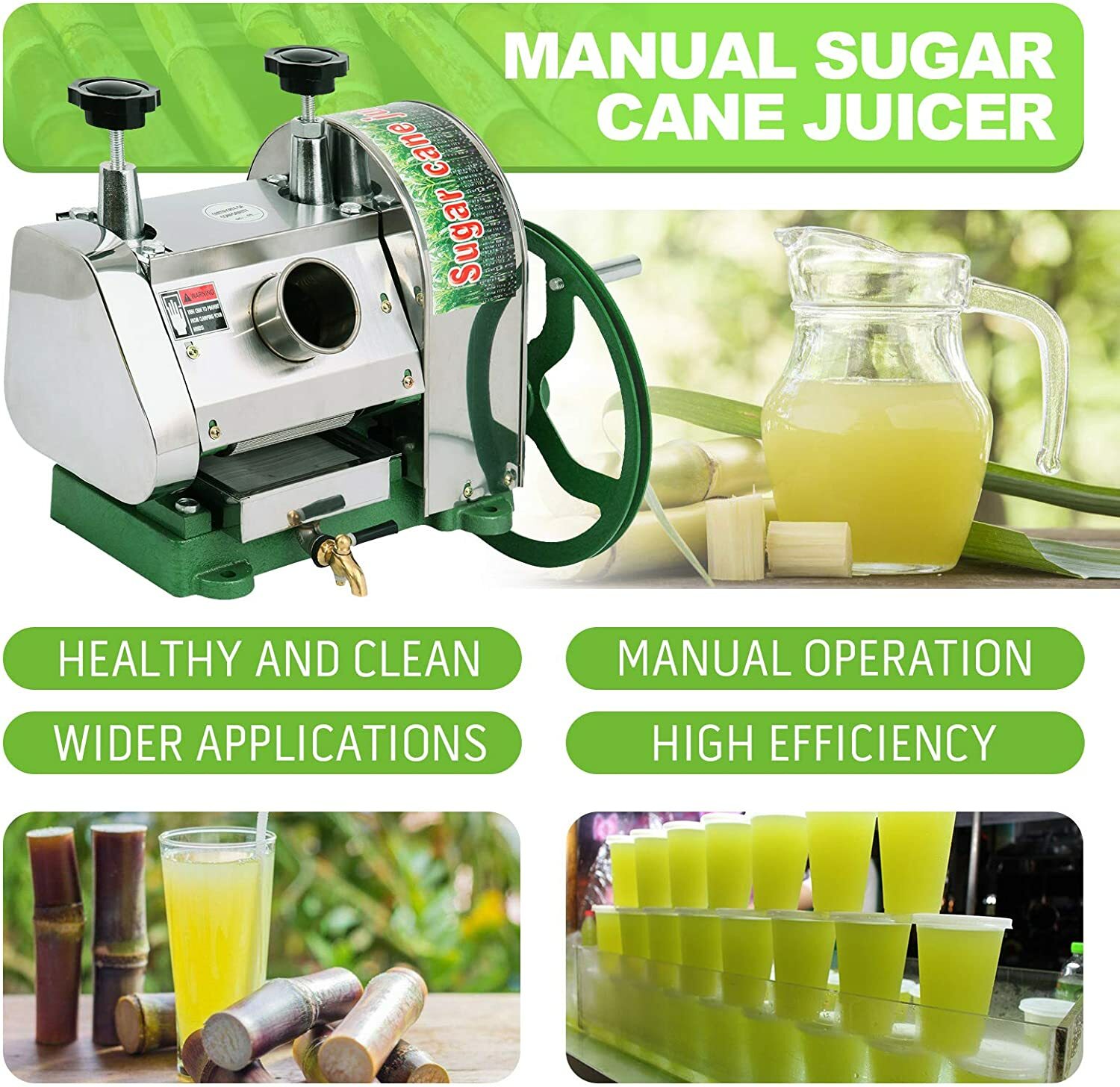 Commercial Manual Sugar Cane Press Juicer Juice Machine Extractor Mill 50kg/h