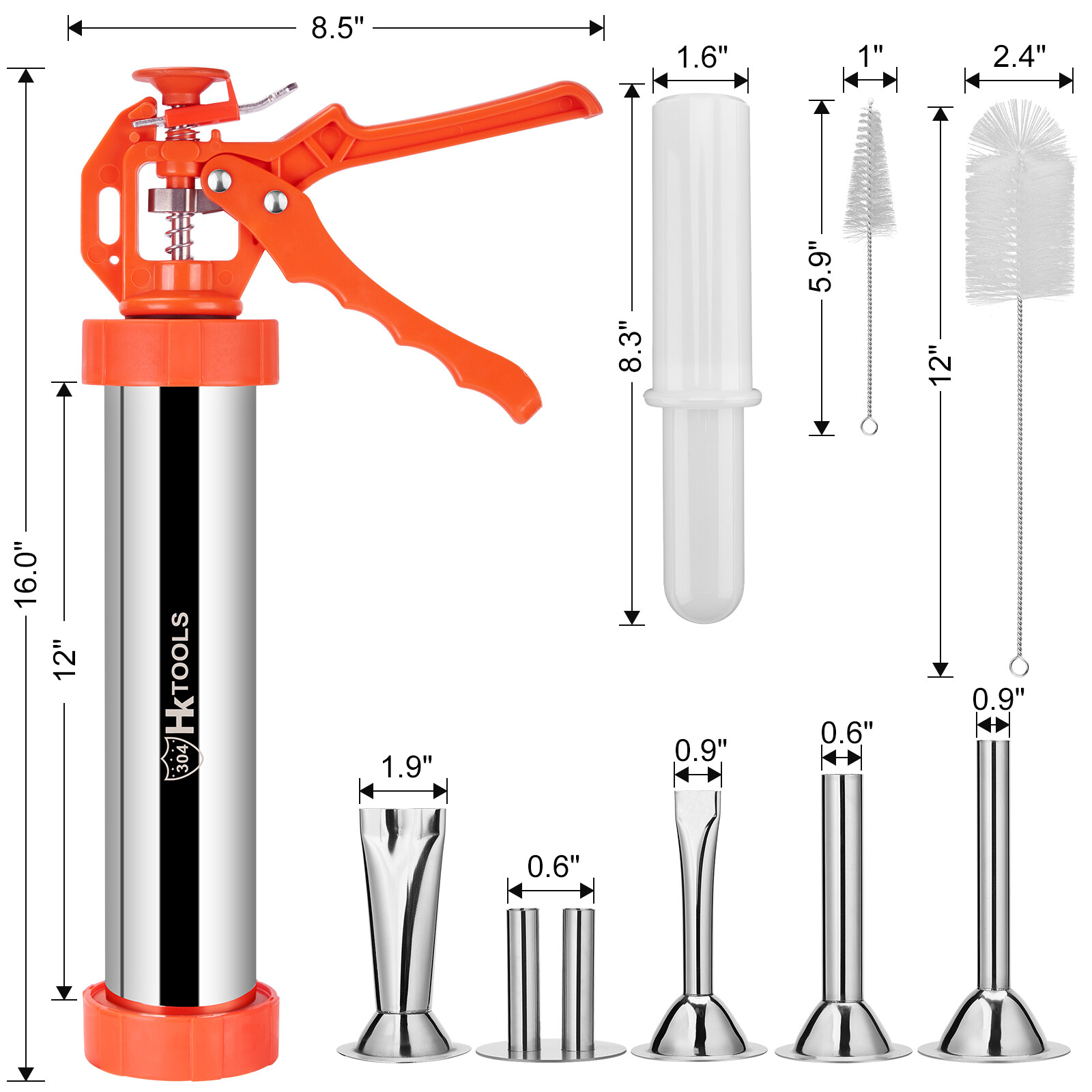 HK Jerky Gun Kits 2.5 Pound Stainless Steel Sausage Making Gun