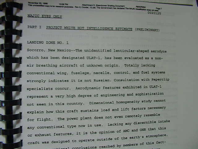 (A-55) MJ-12 MAJESTIC REPORT ROSWELL UFO Alien crash ship "top secret" documents