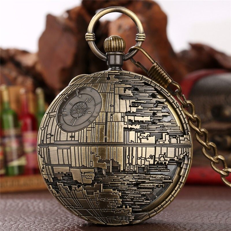 Retro Pocket Watch Star War Song Manual Musical Quartz Movement FOB Chain Gift