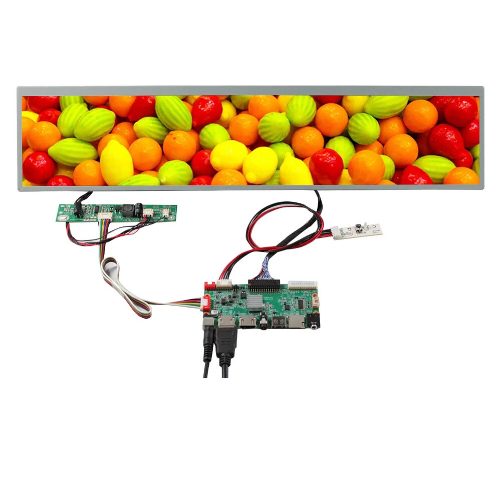 19" 1920x360 Stretched Bar Wide IPS LCD Display HD USB SD AV LVDs Driver Board