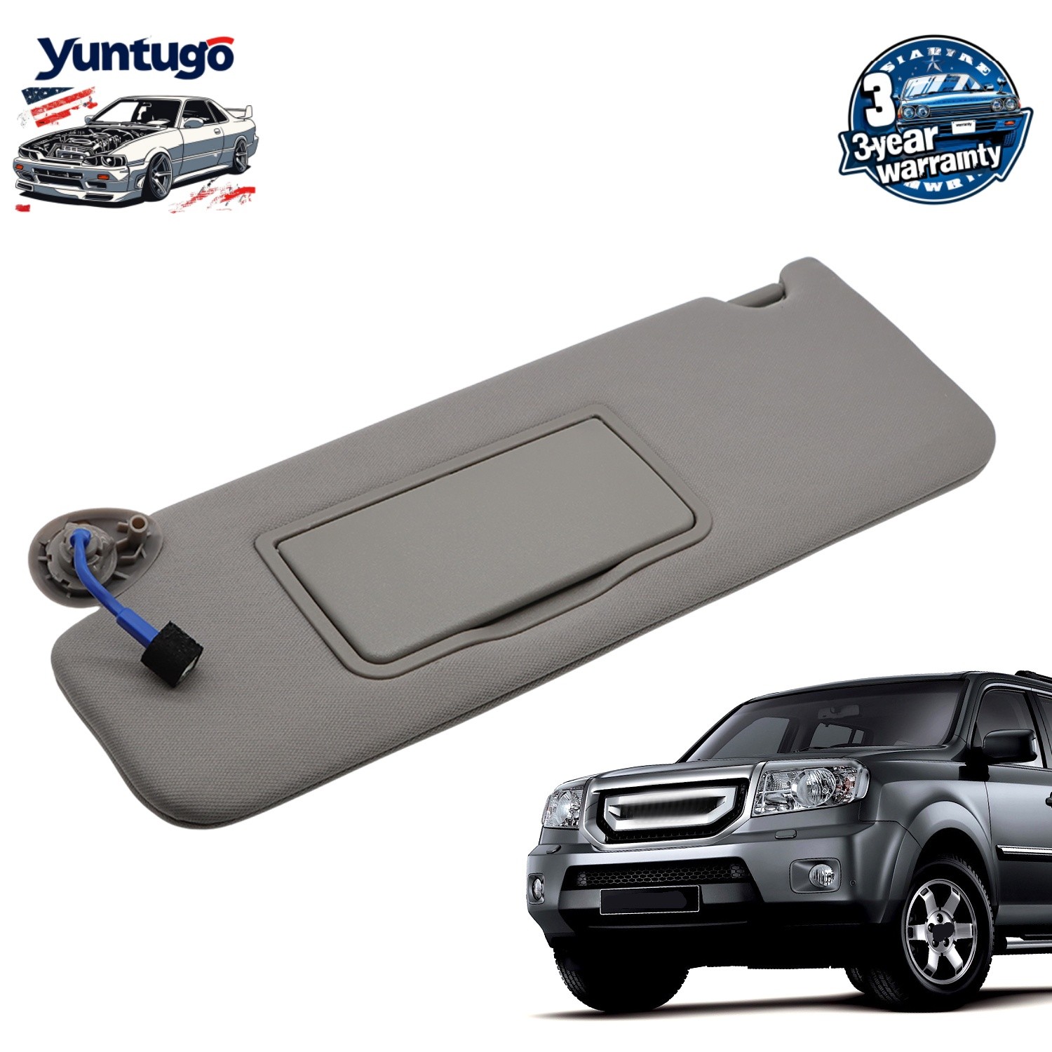 83280SZAA01ZA Left Driver Side Sun Visor w/ Light for Honda Pilot 2009-2015