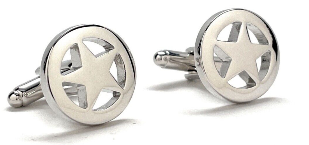 Lone Star Cufflinks Texas Lawmen Sheriff Shinny Silver Cuff Links Lonestar West
