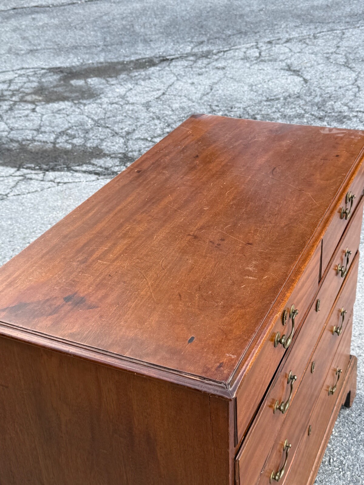 Antique walnut chippendale chest of drawers dresser bracket feet 1780 country