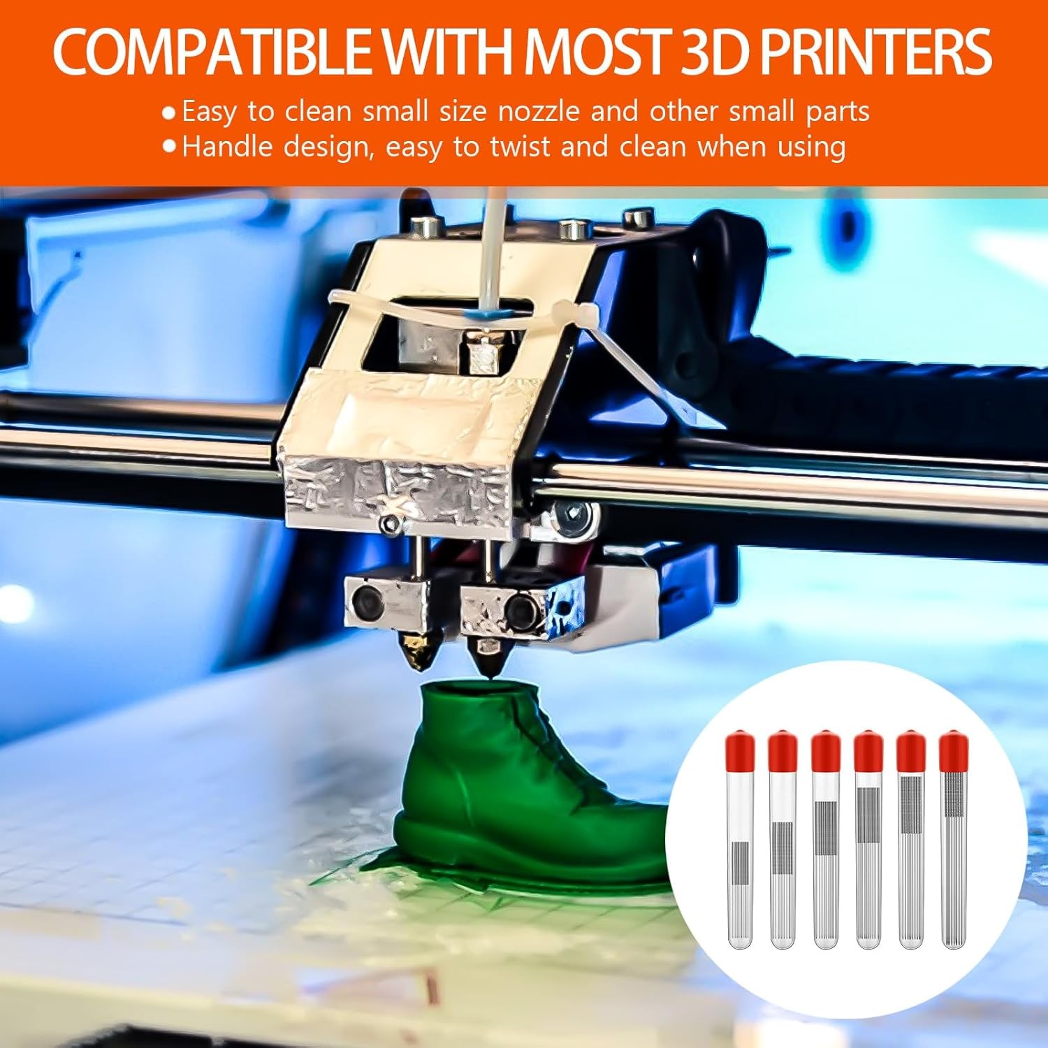 60 Pieces 3D Printer Nozzle Cleaning Kit,Stainless Steel Cleaning...