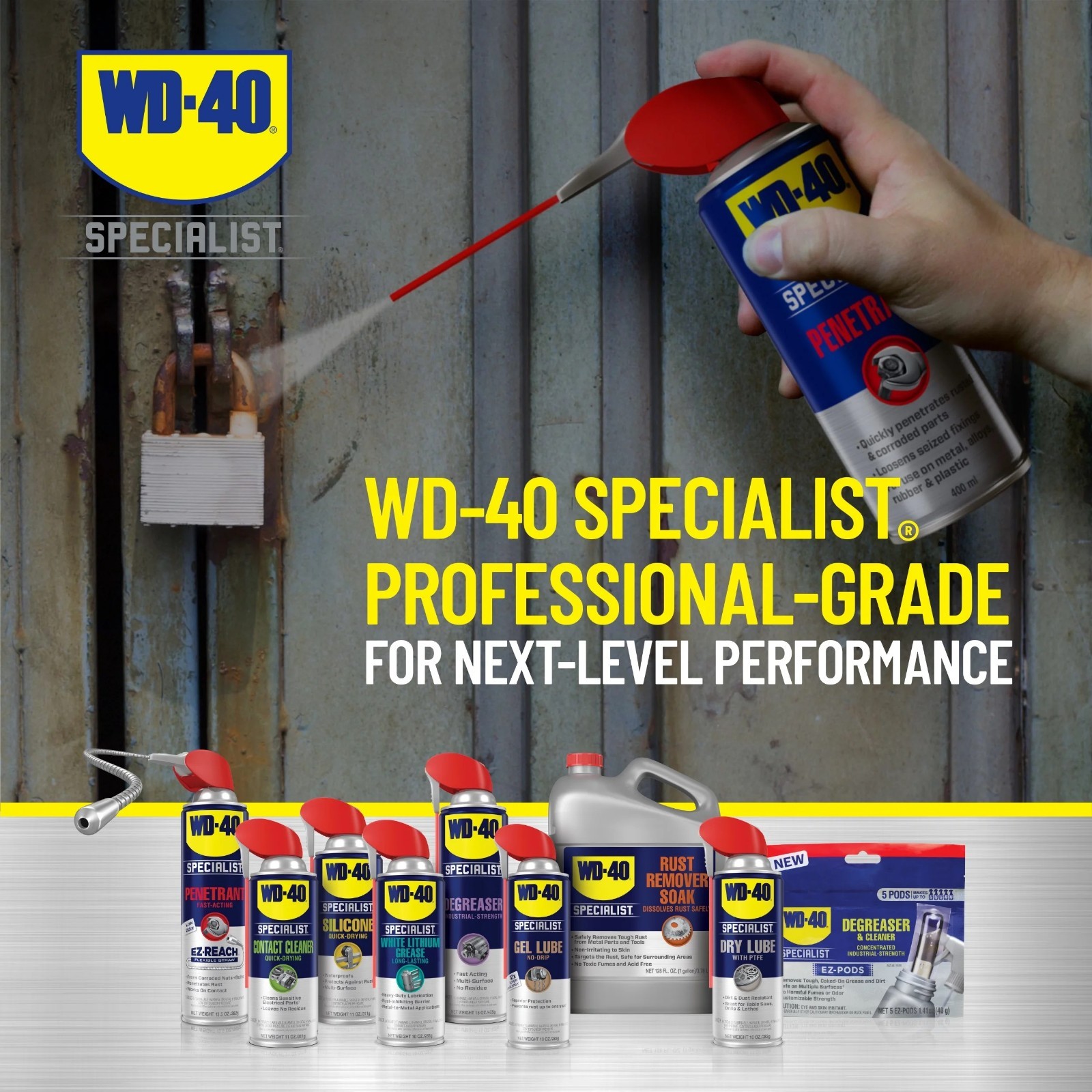 (2 pack) WD-40 Specialist Fast-Acting Penetrant Spray, 11 oz