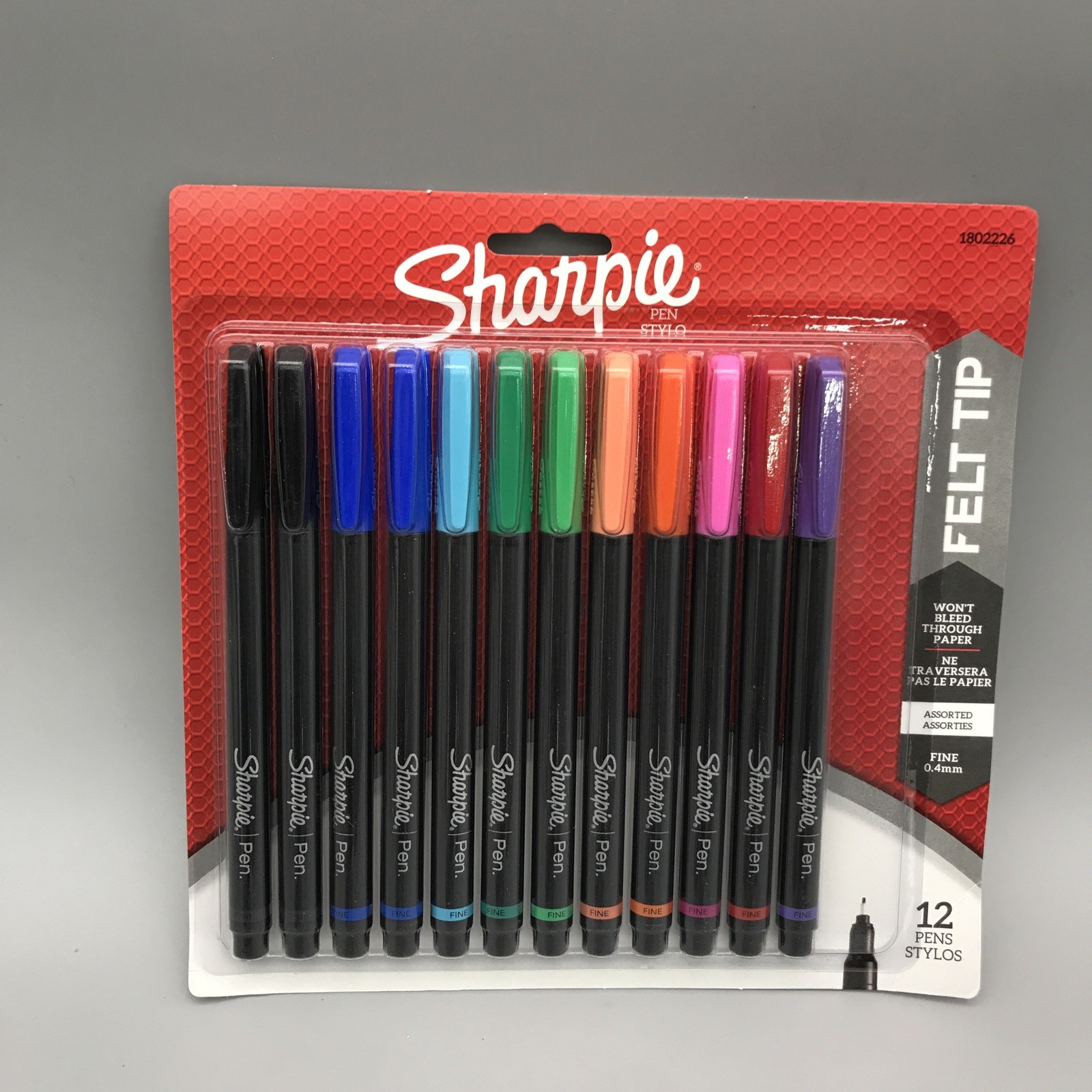 Sharpie Felt Tip Pens, Fine Point Pens (0.4mm), 12 Count, Assorted Colors New
