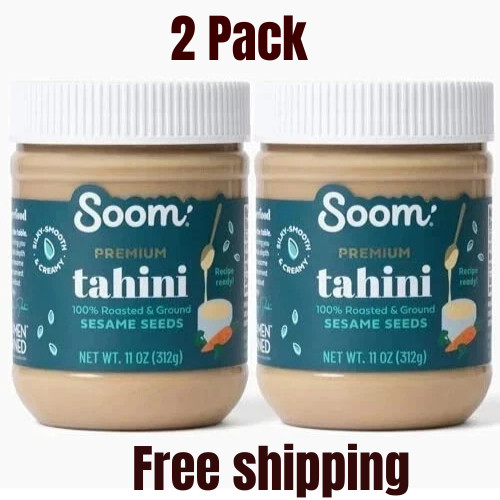 Soom Foods Single-Source Pure Ground Sesame Tahini Paste 11oz (2 Pack) | Silky