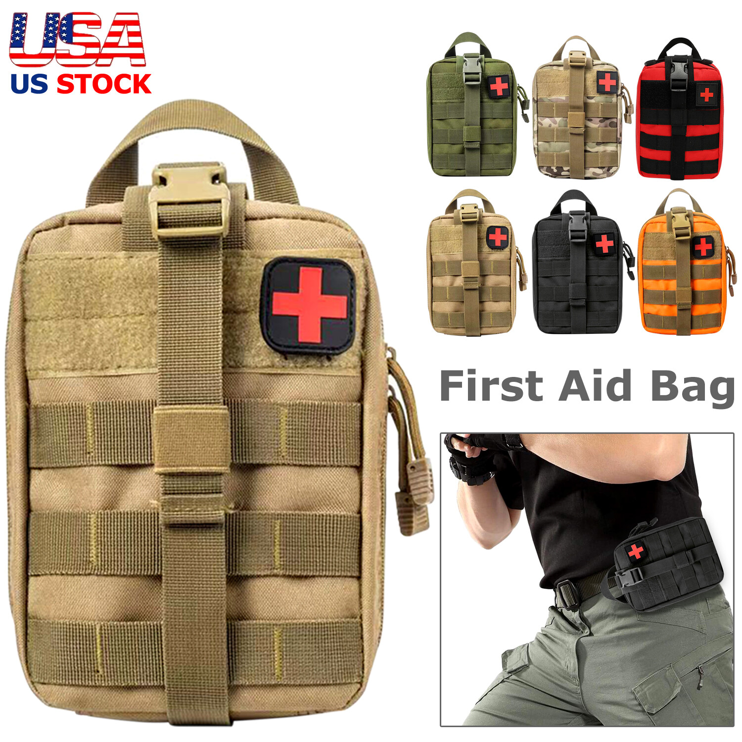 Tactical MOLLE Rip Away EMT Medical First Aid IFAK Medical Pouch Utility Bag