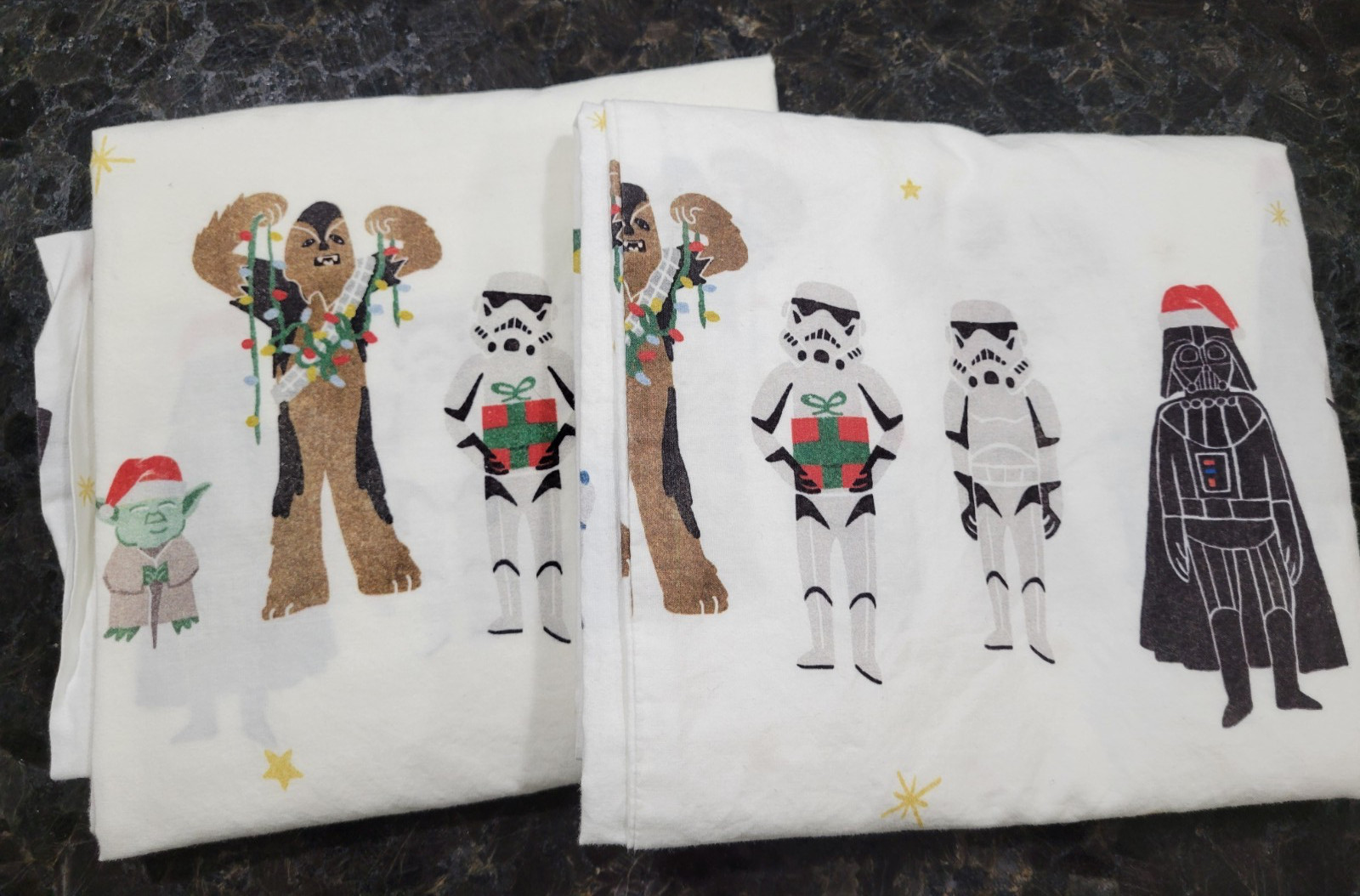 Pottery Barn Kids Star Wars Christmas Holiday Sheet Set Queen Size Organic Teen