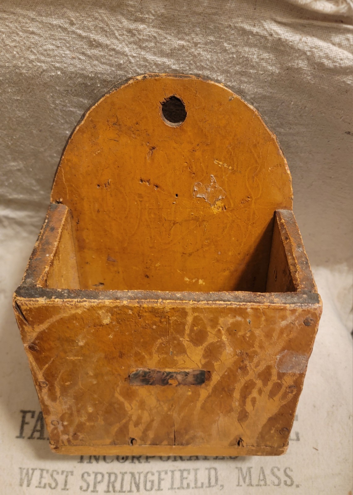 Early 19c New England wall/candle box
