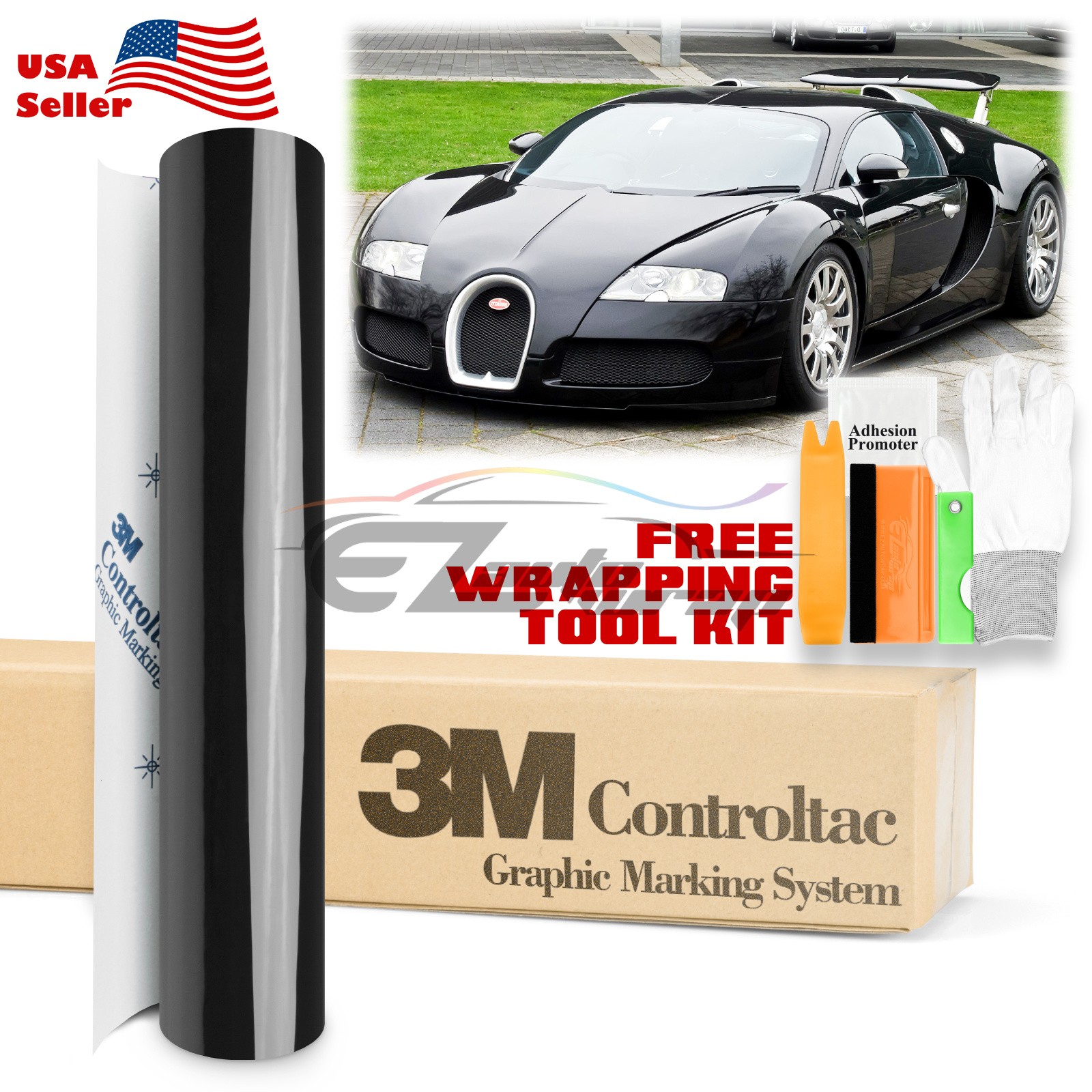 Genuine 3M Gloss Black Vinyl Wrap Car Auto Sticker Film Decal Bubble Free Sheet