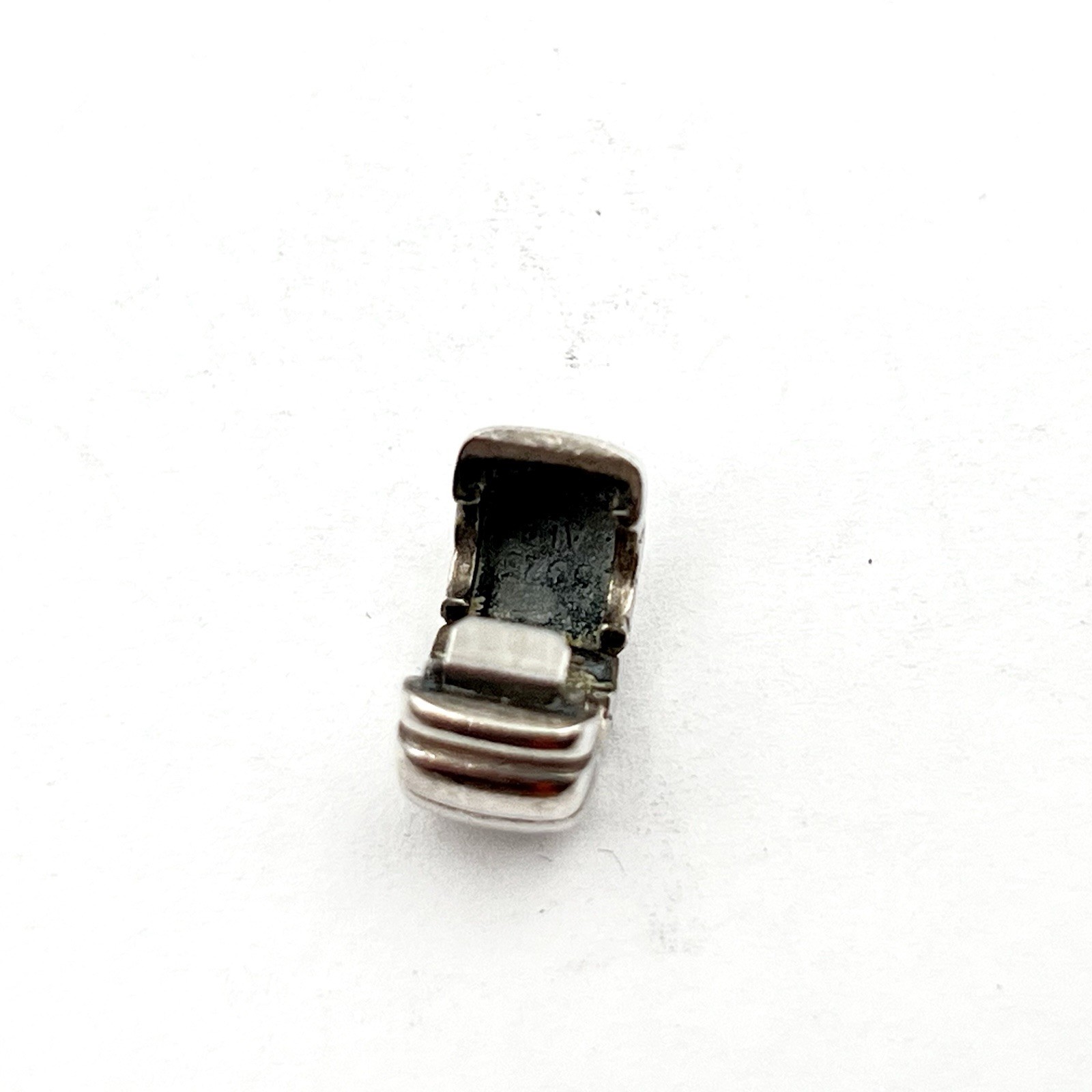 Authentic Pandora S925 ALE Ribbed Clip Snap Spacer Bead Charm