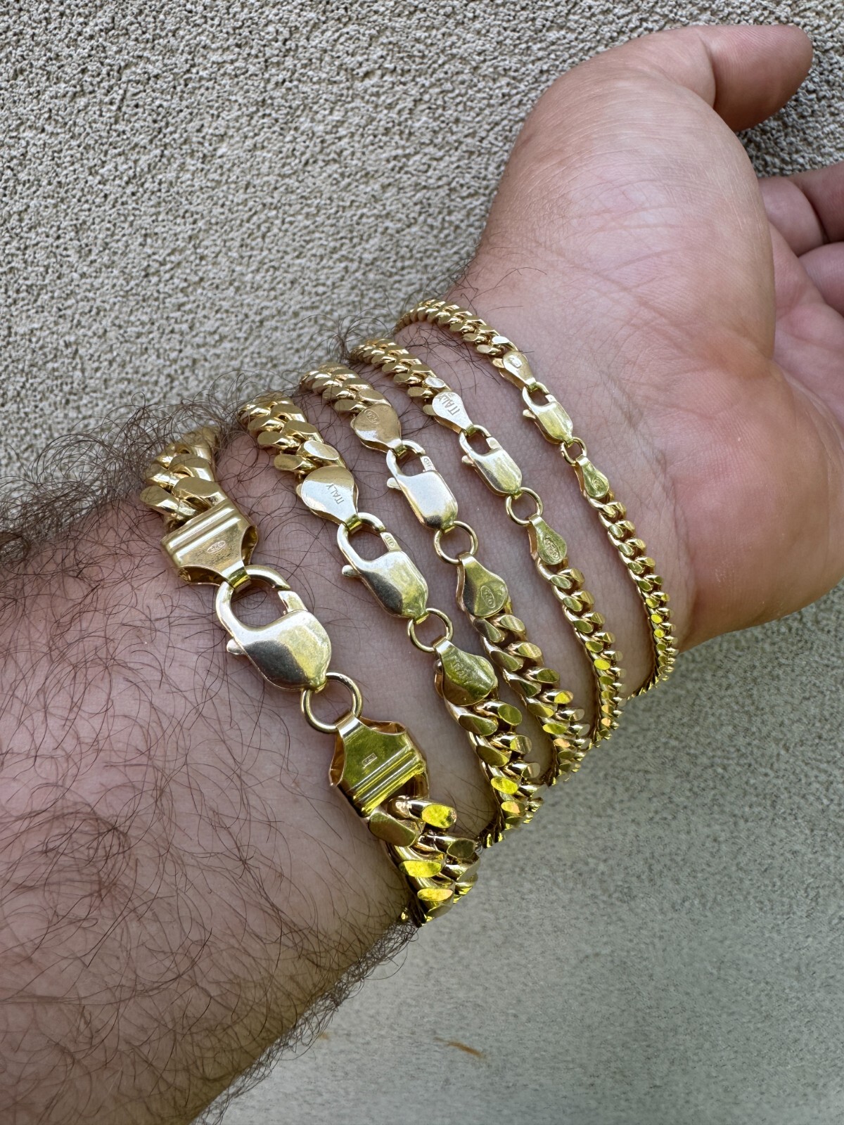 Mens Real Solid 14k Gold Vermeil 925 Silver Miami Cuban Bracelet 4-10mm 6.5-9"