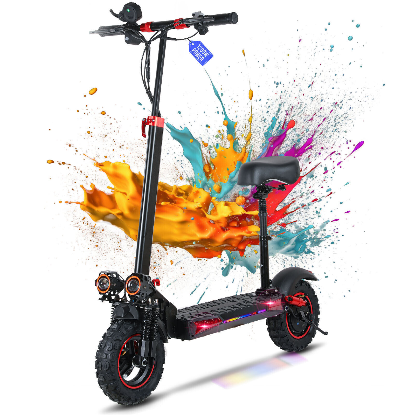 48v 1200W Electric Scooter For Adult 11"Off Road Fat Tires Fast Speed USA MAX x6