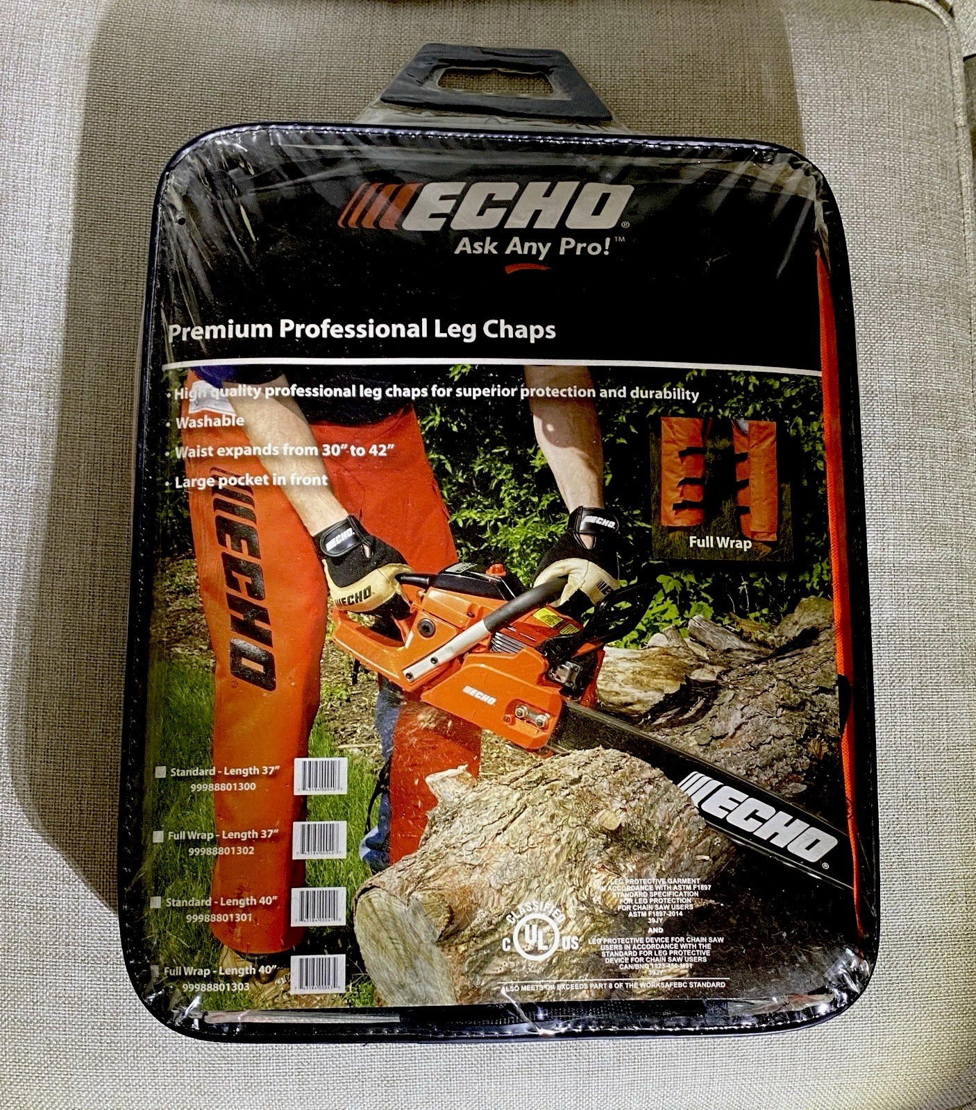 New Echo Leg Chaps - Apron Style 37" Length Waist 30" - 42"