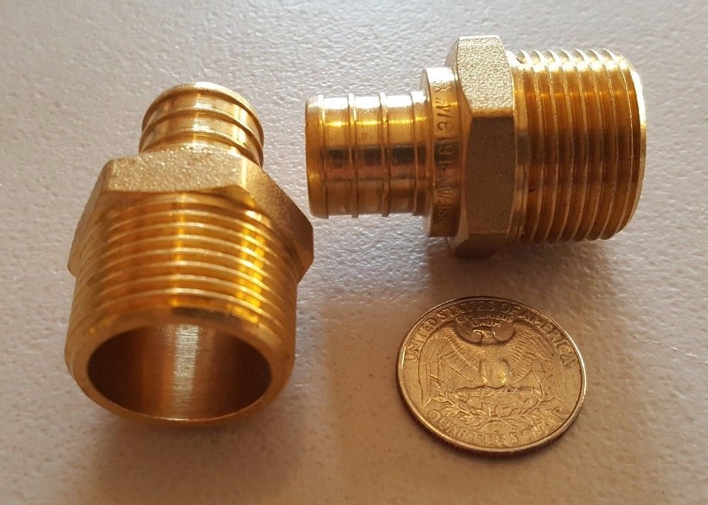 10 PCS. 3/4" PEX X 3/4" MALE NPT THREADED ADAPTER BRASS CRIMP FITTING LEAD FREE