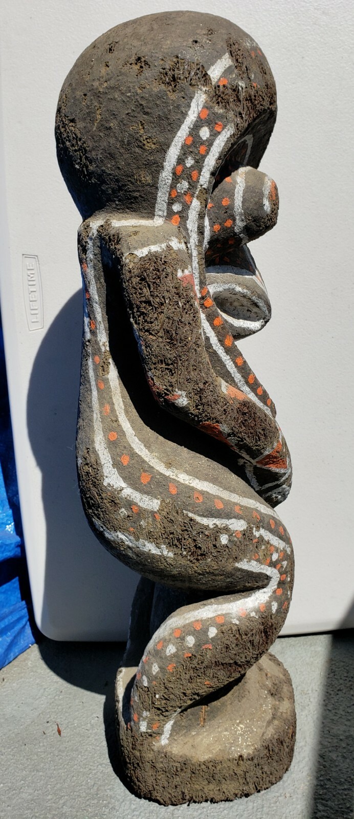 Vanuatu Large Painted Wood Sculpture Vintage Oceania