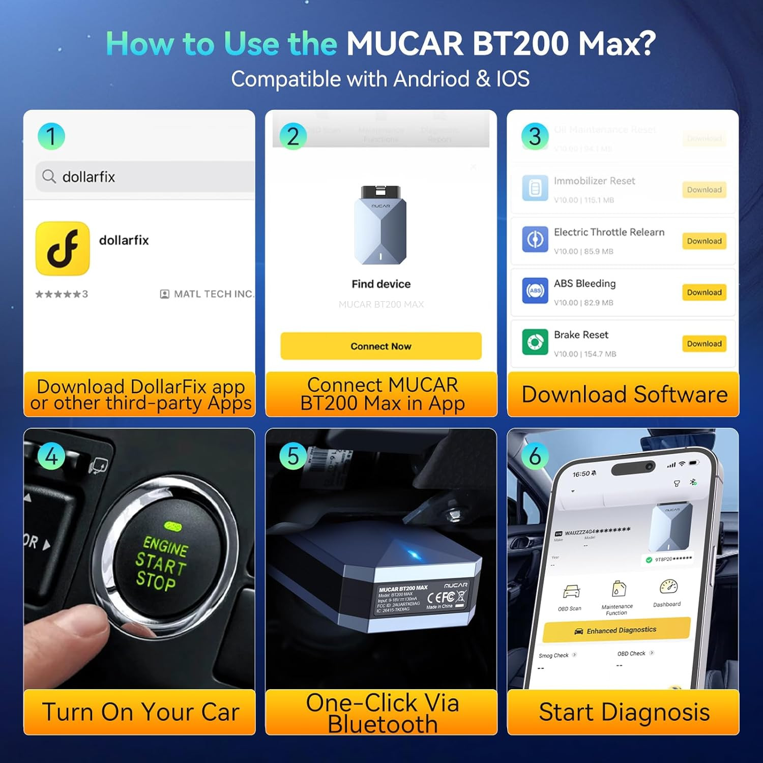 2026 Newest MUCAR BT200 MAX AI-Assisted Bluetooth Automative Code Reader Scanner