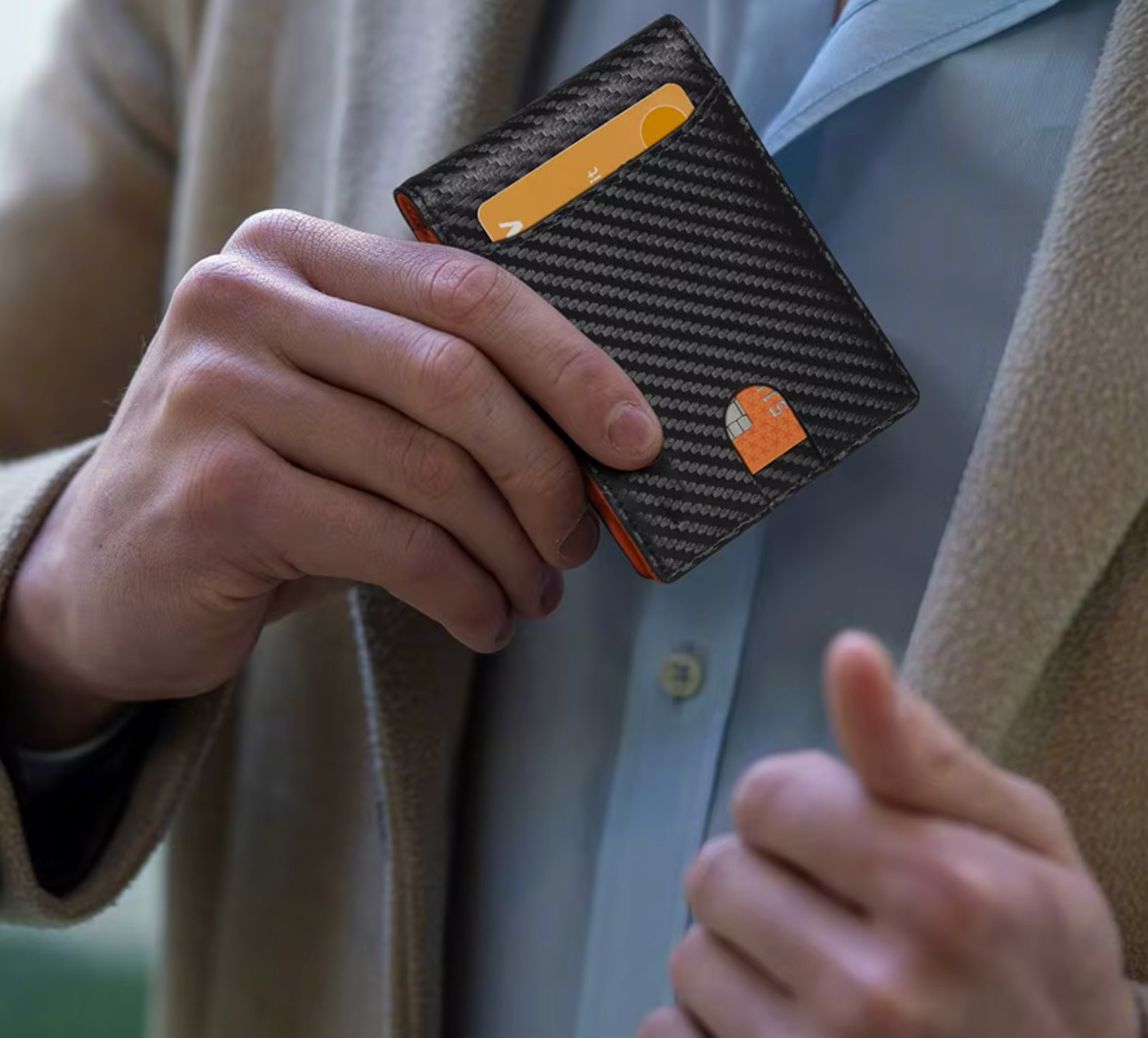 Slim Leather Wallet for Men W/ 11 Card Slots RFID Blocking Bifold Minimalist