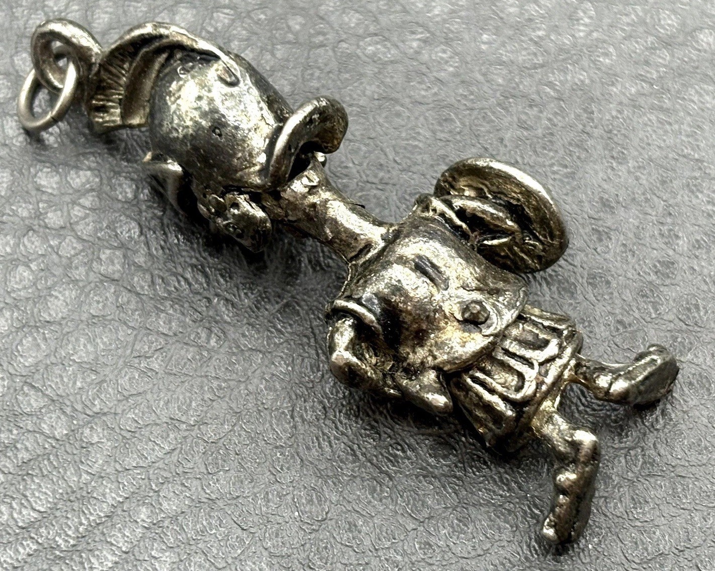 Vintage Silver Tone Articulated Moveable Roman Soldier Clown Charm Pendant