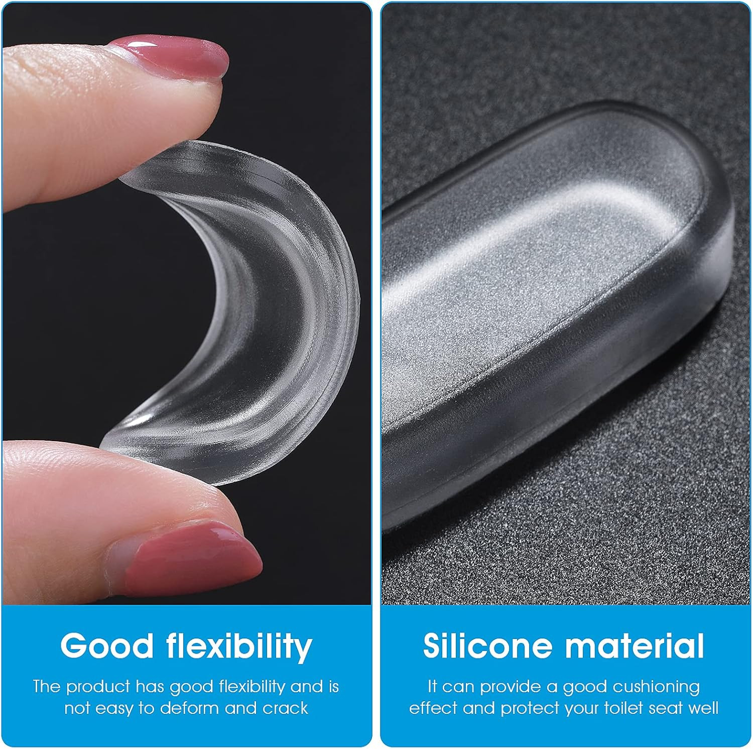 20 Pieces Universal Toilet Seat Bumpers, Silicone Rubber Lid Bumper Kit for Bide