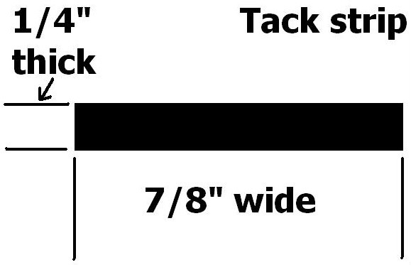Universal plastic convertible top tacking material rear tack strip 1/4"X7/8" X8'