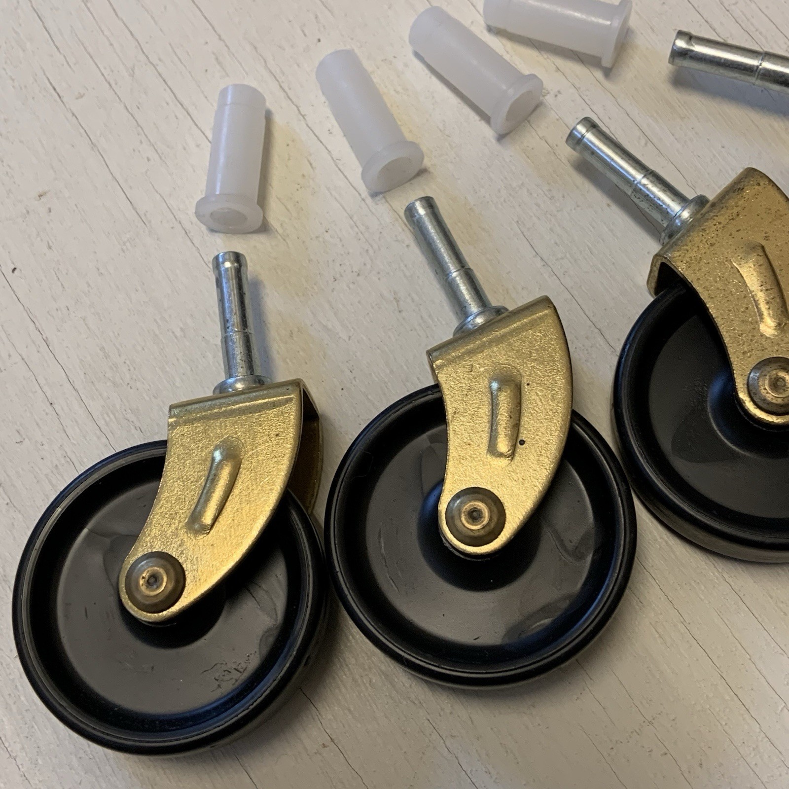 Set Of 4 Tea Cart Caster Wheels With 4 Sockets 2” Diameter Wheels By 7/16” Wide